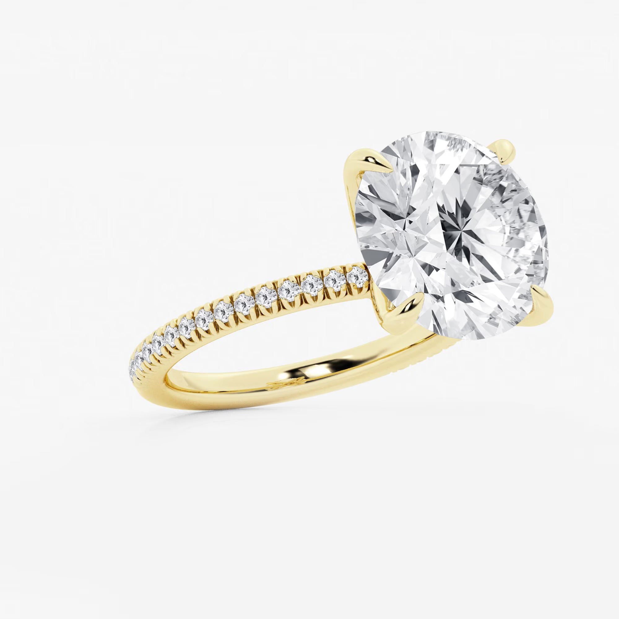 Hidden Halo Pavé Engagement Ring in White Gold with Round Brilliant Center Stone