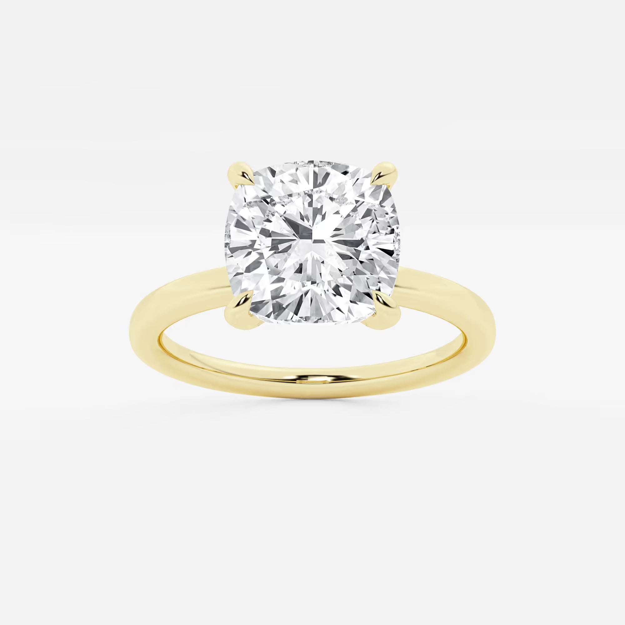 Seraphine Cushion Lab-Grown Diamond Pave Prong Solitaire Engagement Ring with Hidden Accents