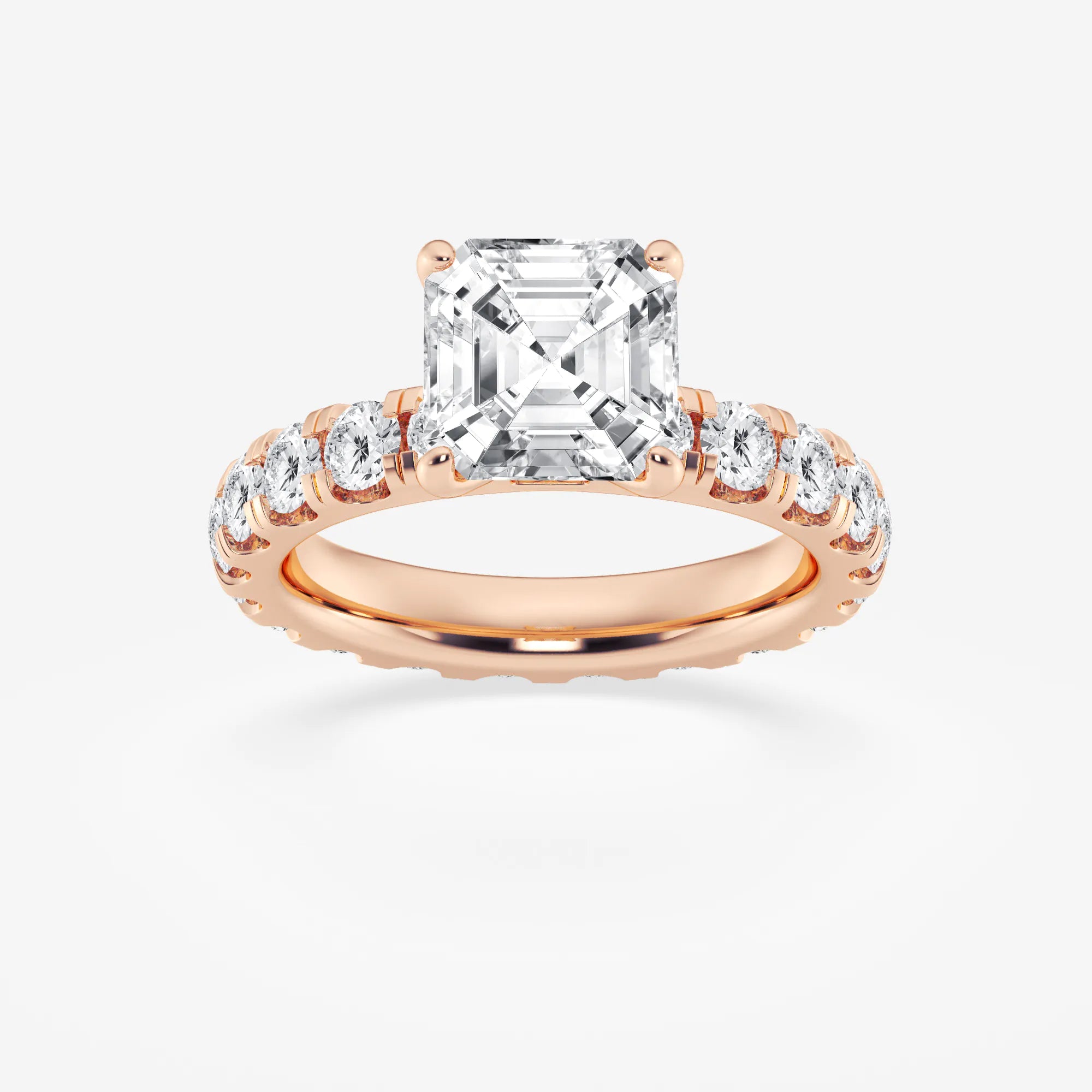 Asscher Lab Grown Diamond Eternity Solitaire Engagement Ring