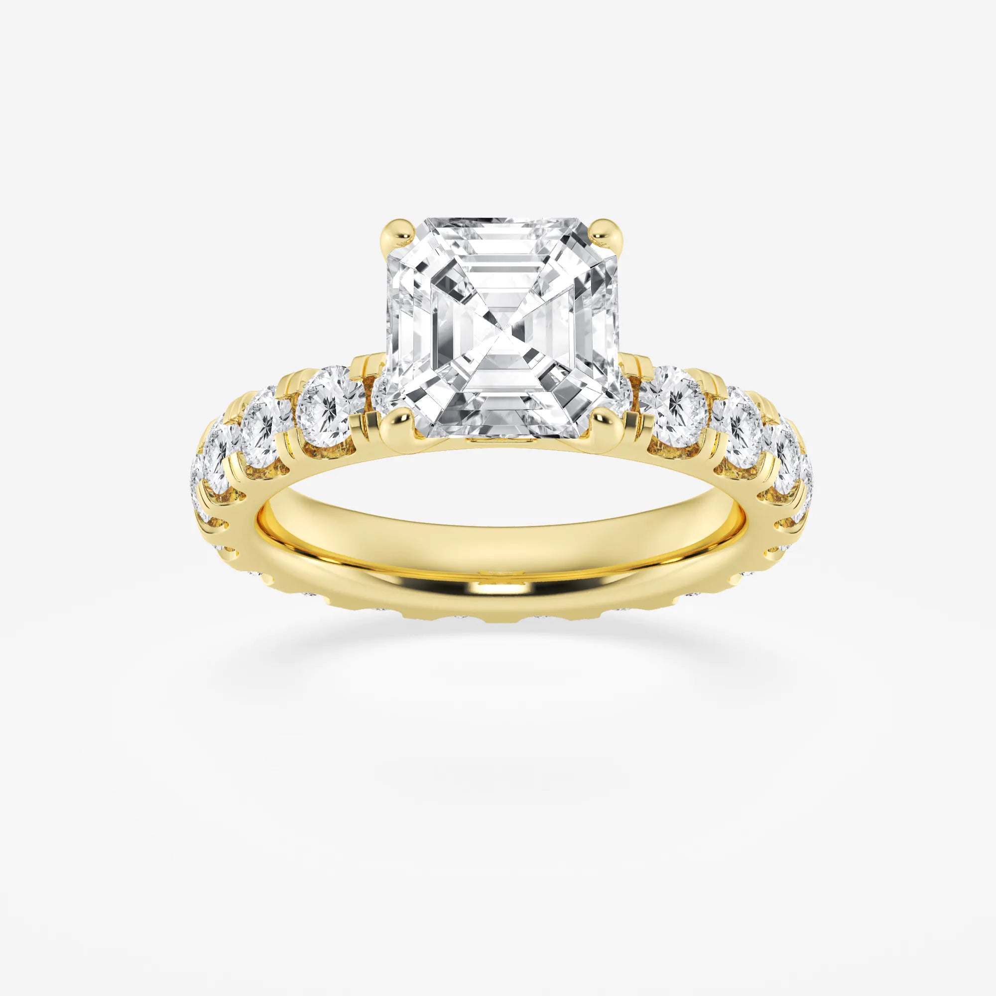 Asscher Lab Grown Diamond Side Stone Engagement Ring