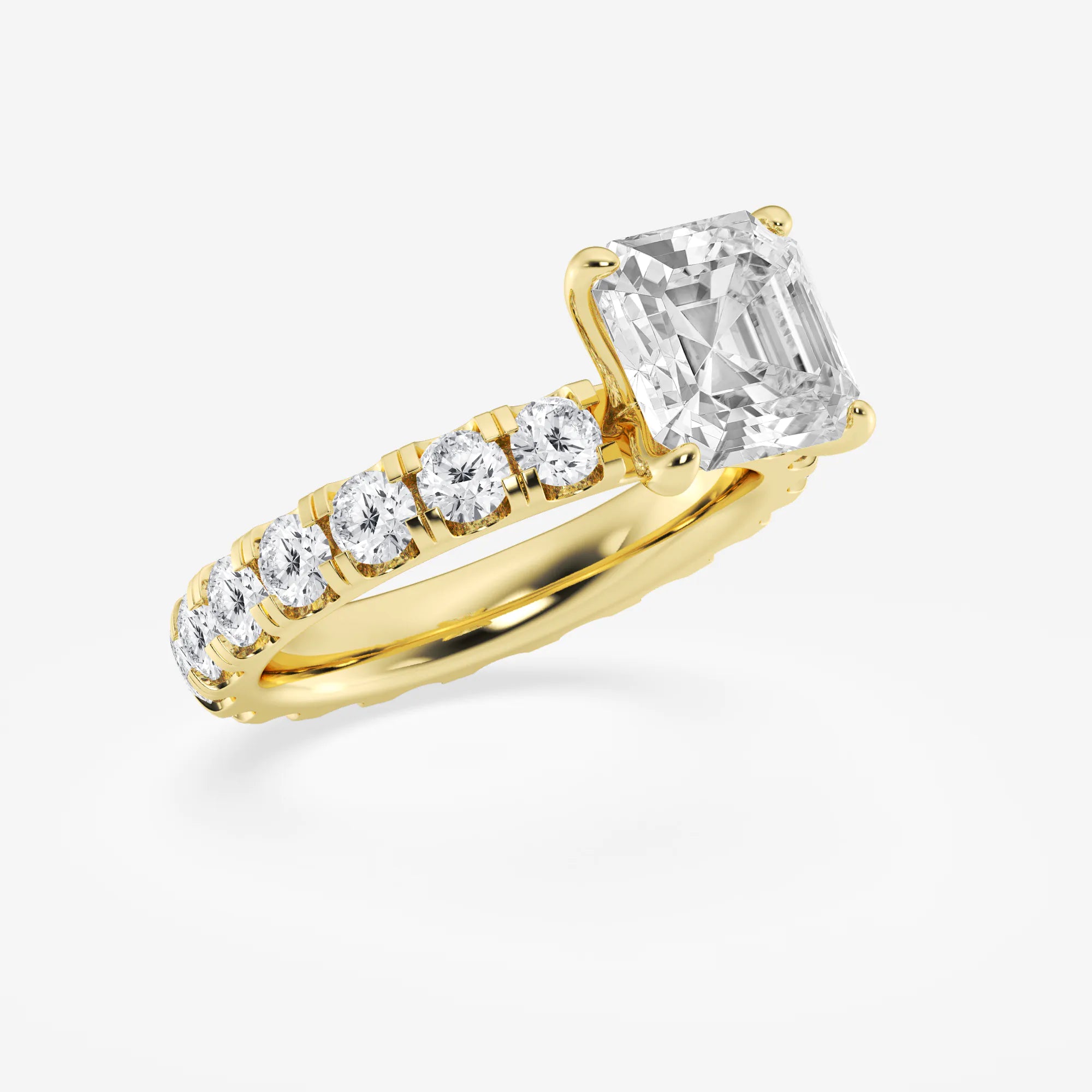 Asscher Lab Grown Diamond Eternity Solitaire Engagement Ring