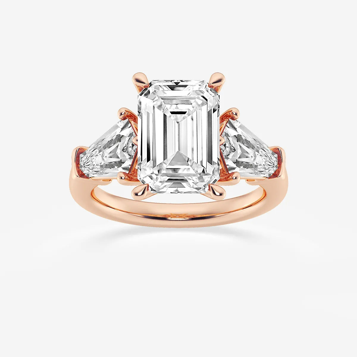 Emerald Cut Lab Diamond Three Stone Ring
