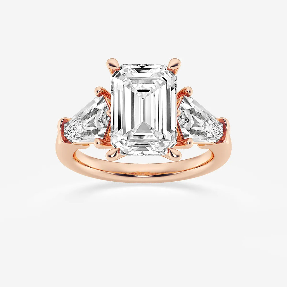 Emerald Cut Lab Diamond Three Stone Ring