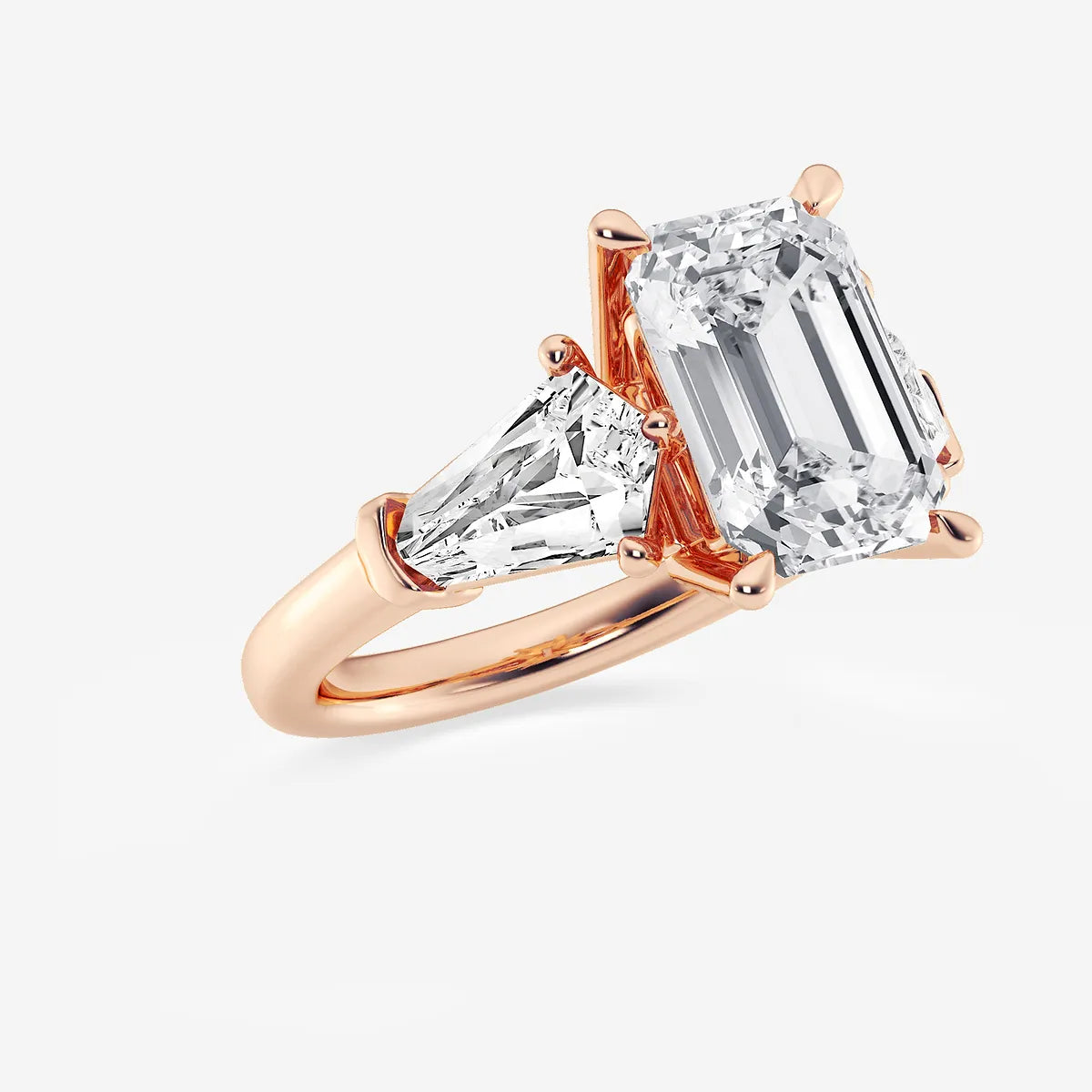 Emerald Cut Lab Diamond Three Stone Ring
