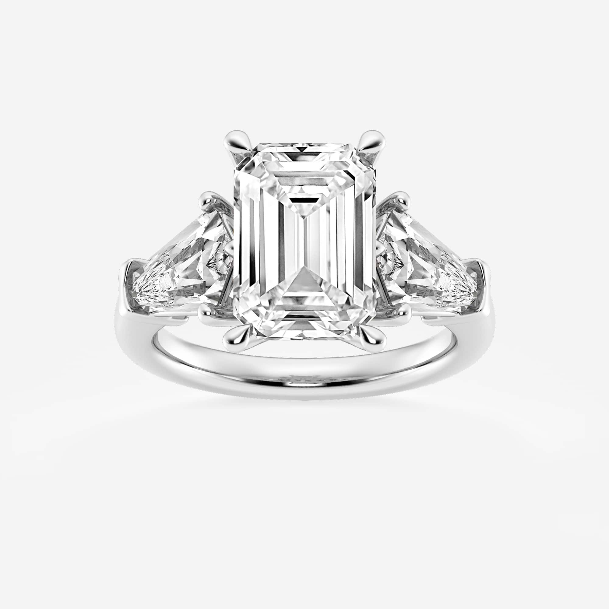 Emerald Cut Lab Diamond Three Stone Ring