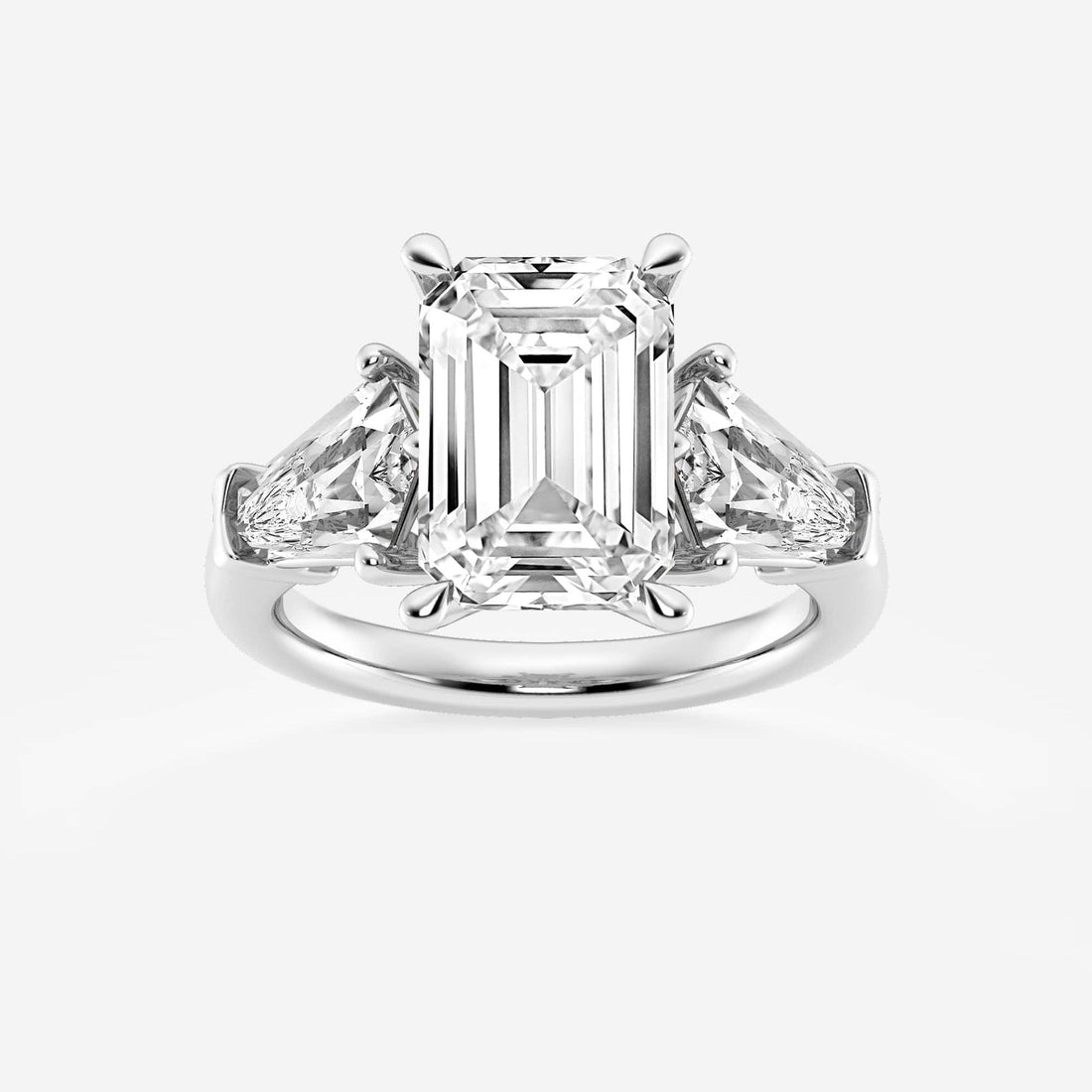 Emerald Cut Lab Diamond Three Stone Ring