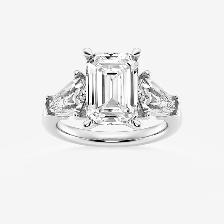 Emerald Cut Lab Diamond Three Stone Ring