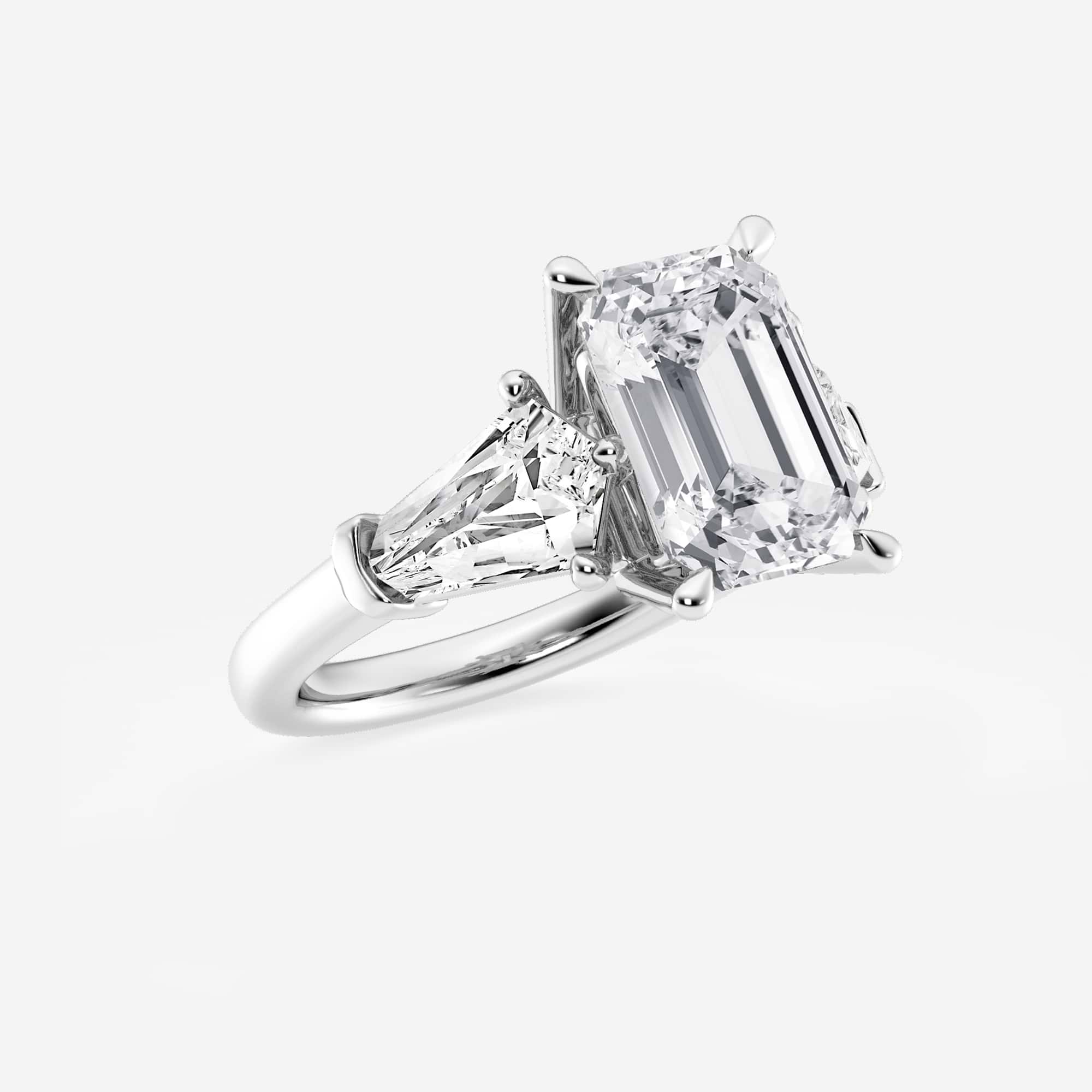 Emerald Cut Lab Diamond Three Stone Ring