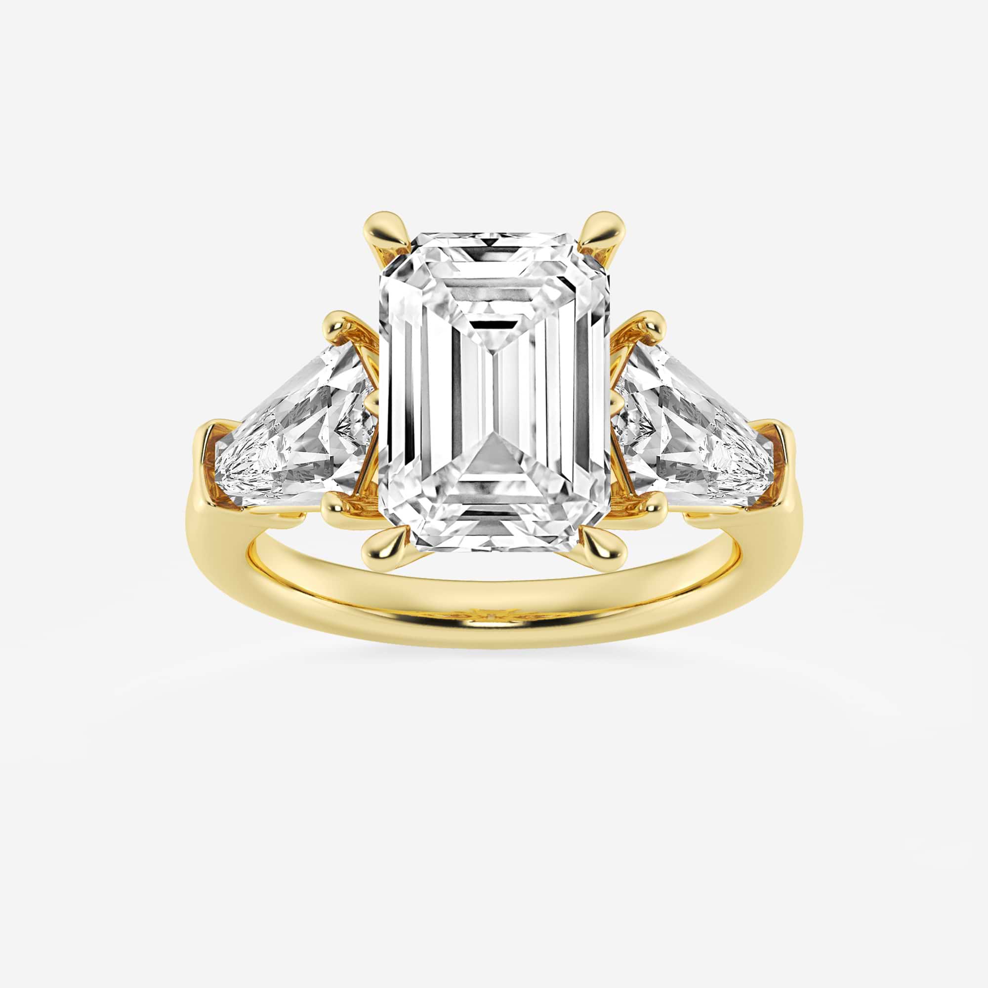 Emerald Cut Lab Diamond Three Stone Ring