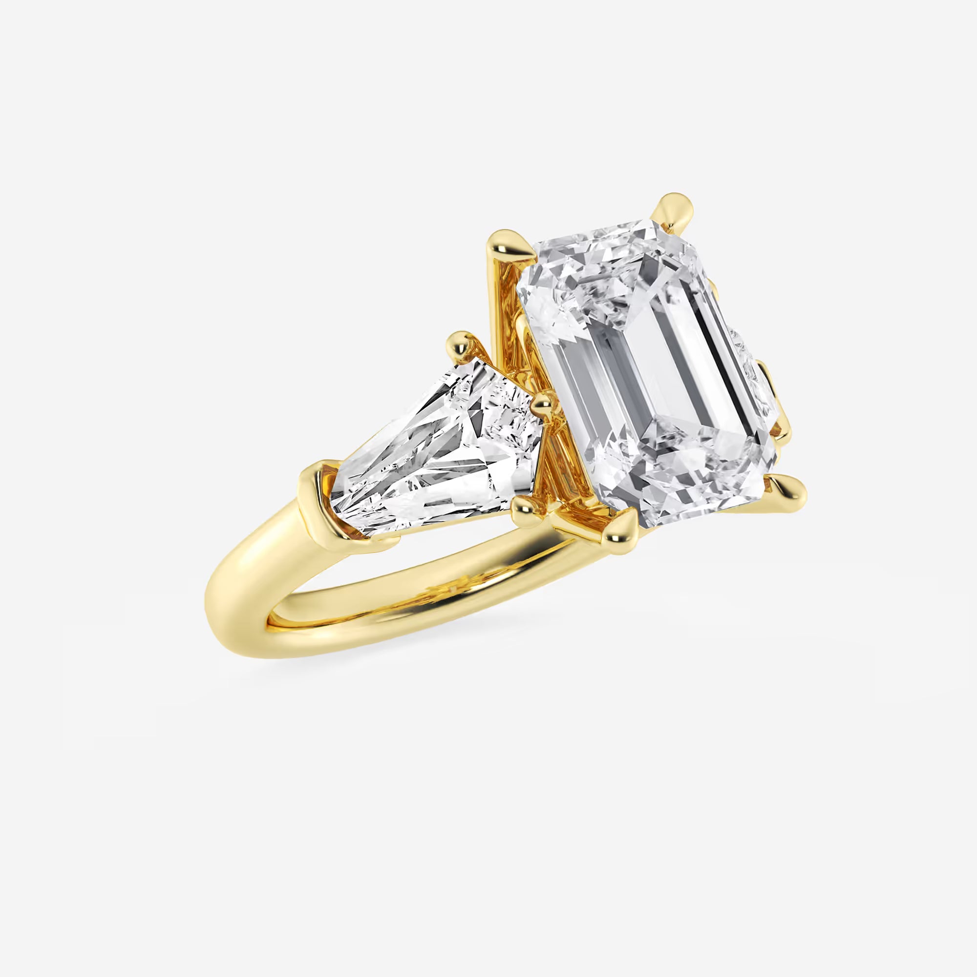 Emerald Cut Lab Diamond Three Stone Ring