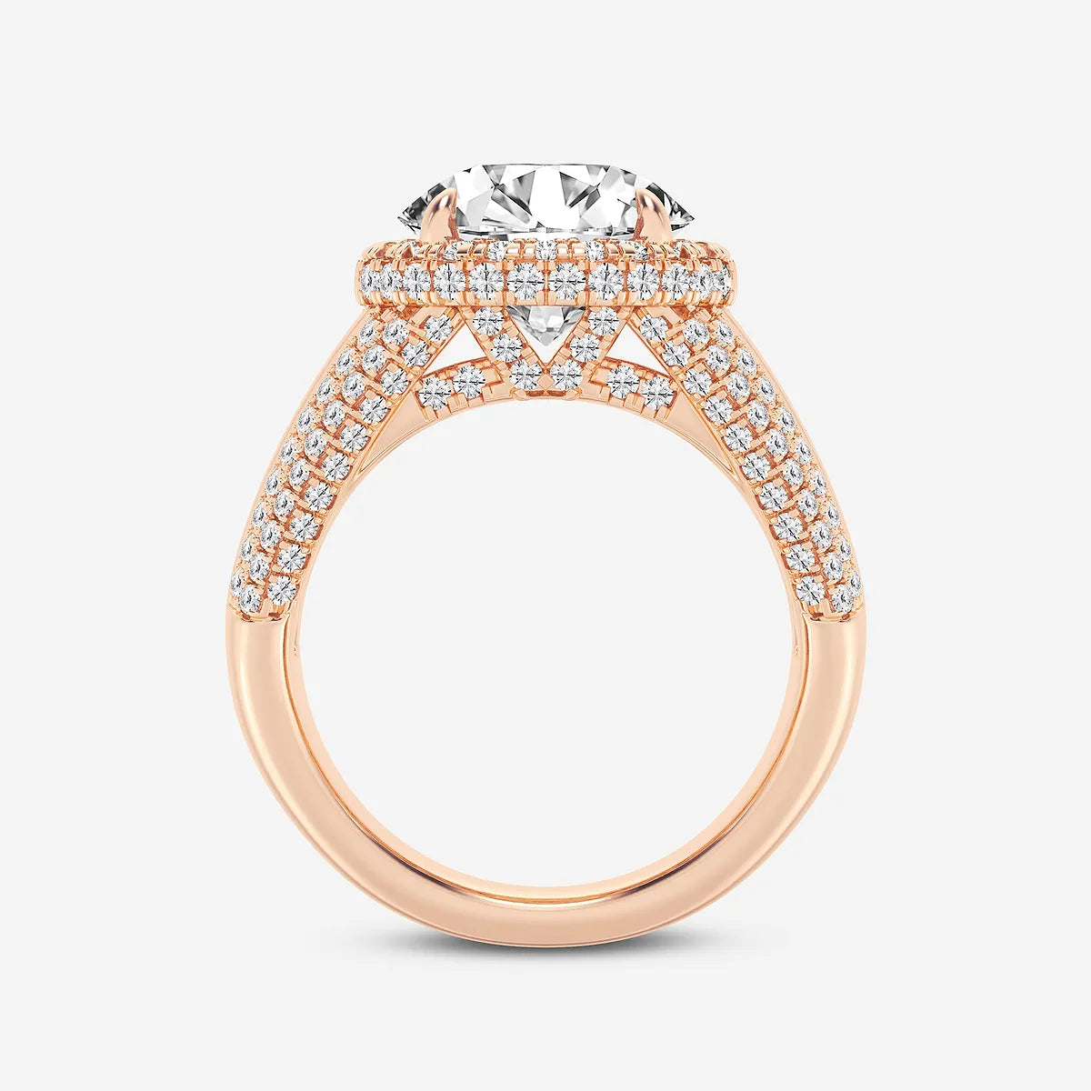 Round Cut Lab Grown Diamond Engagement Ring, Milgrain Halo Round Brilliant Diamond Ring