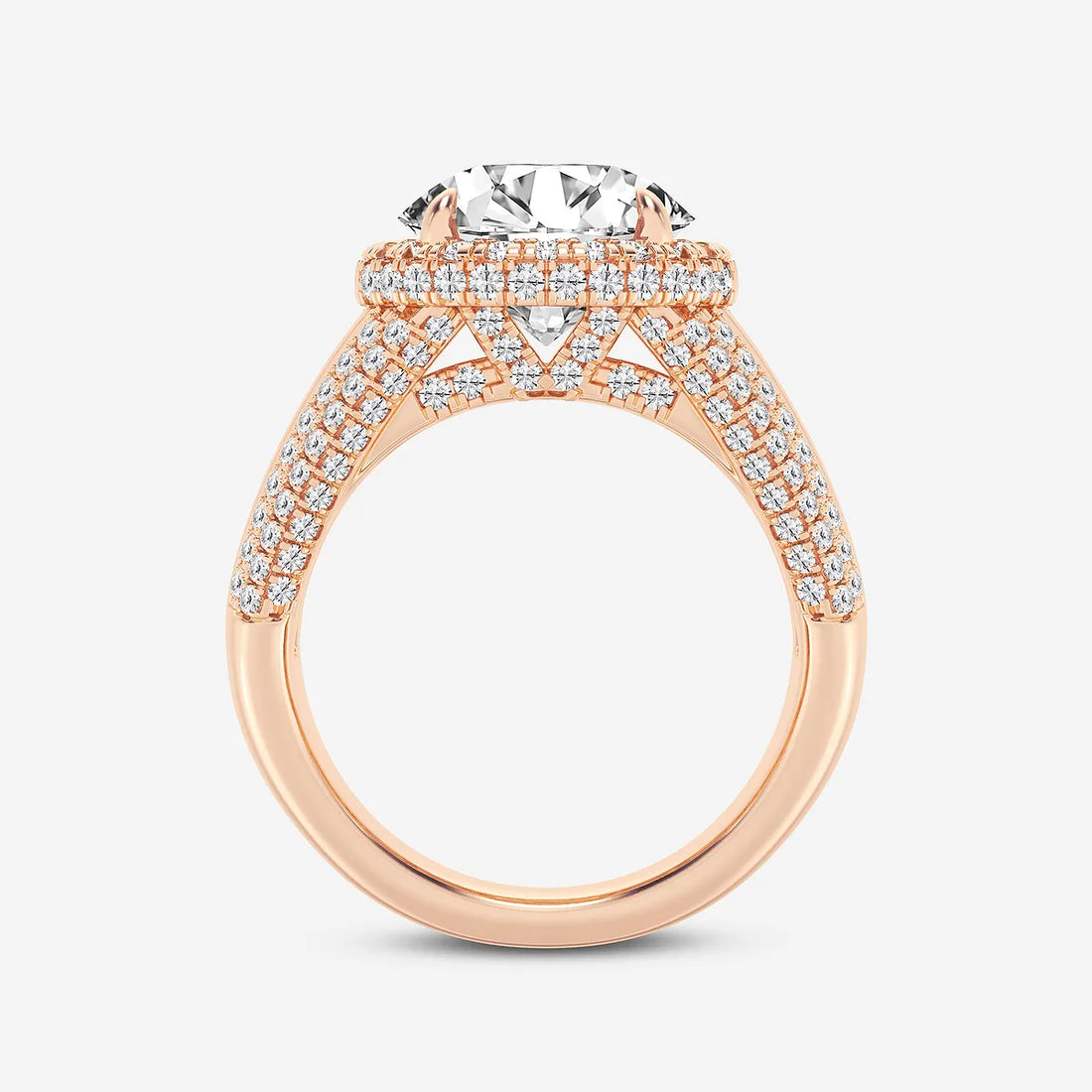 Round Cut Lab Grown Diamond Engagement Ring, Milgrain Halo Round Brilliant Diamond Ring