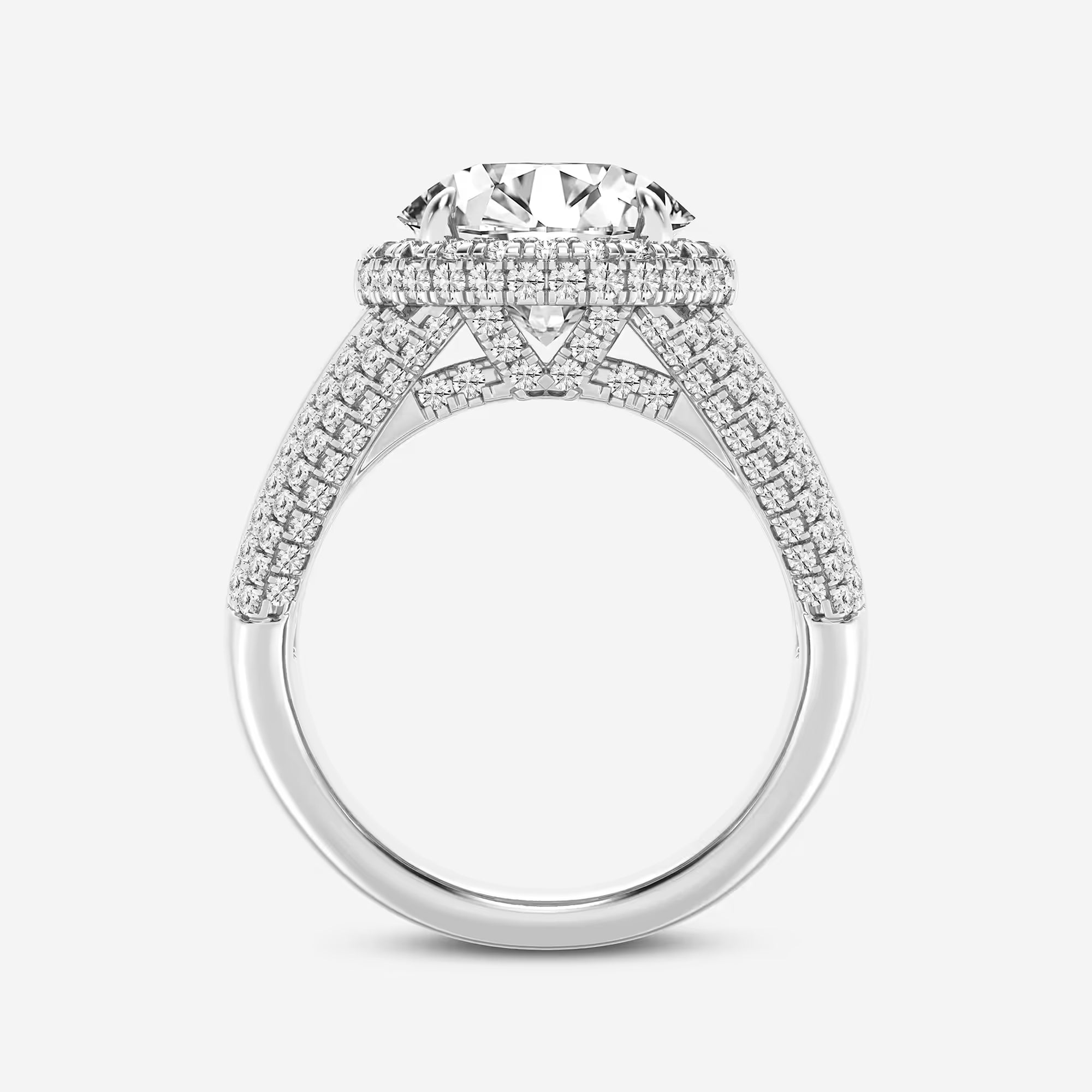 Round Cut Lab Grown Diamond Engagement Ring, Milgrain Halo Round Brilliant Diamond Ring