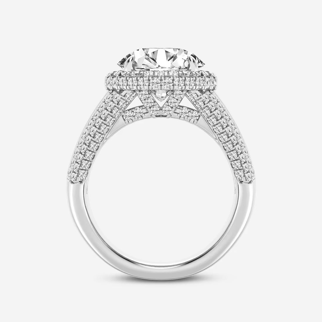 Round Cut Lab Grown Diamond Engagement Ring, Milgrain Halo Round Brilliant Diamond Ring