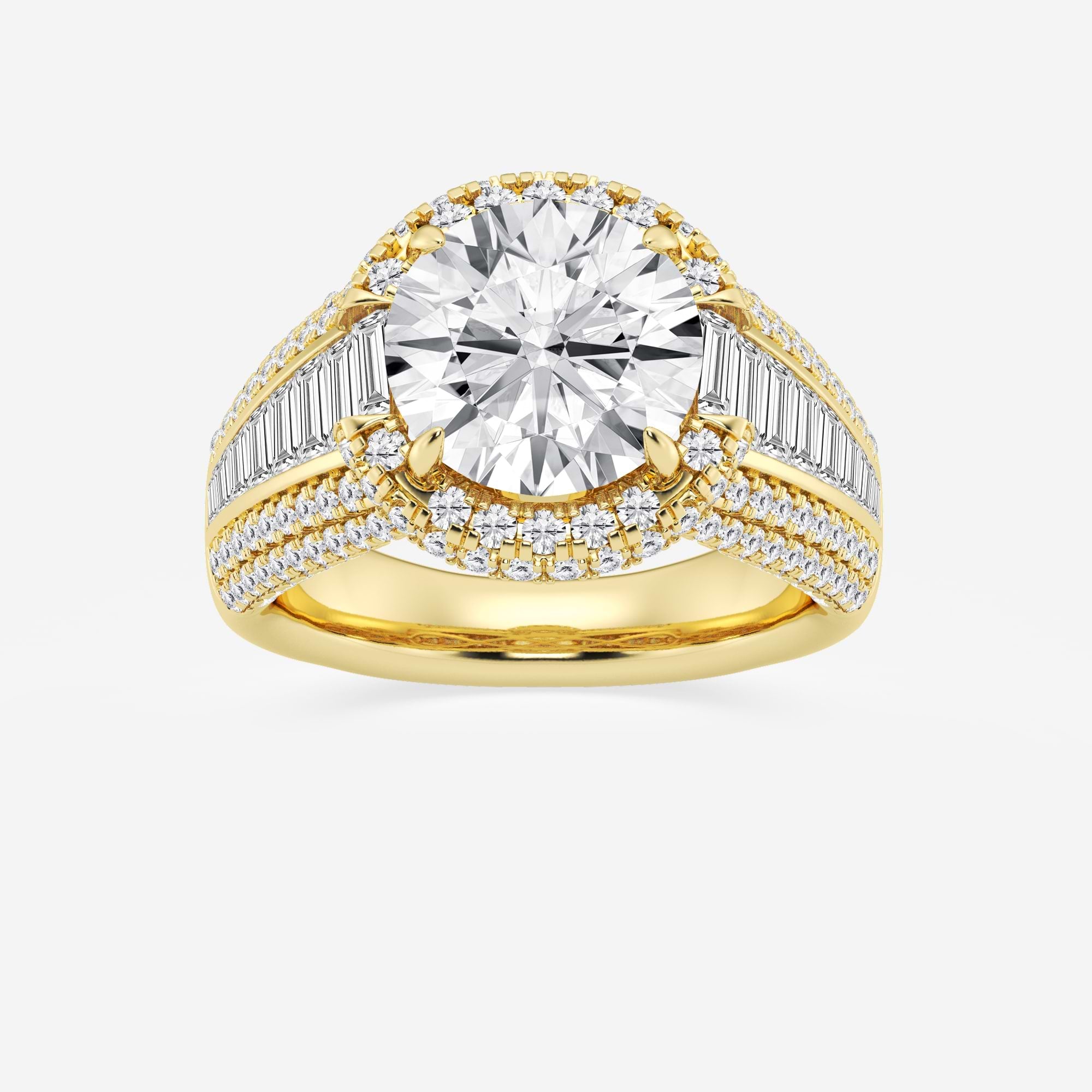 Round Cut Lab Grown Diamond Engagement Ring, Milgrain Halo Round Brilliant Diamond Ring