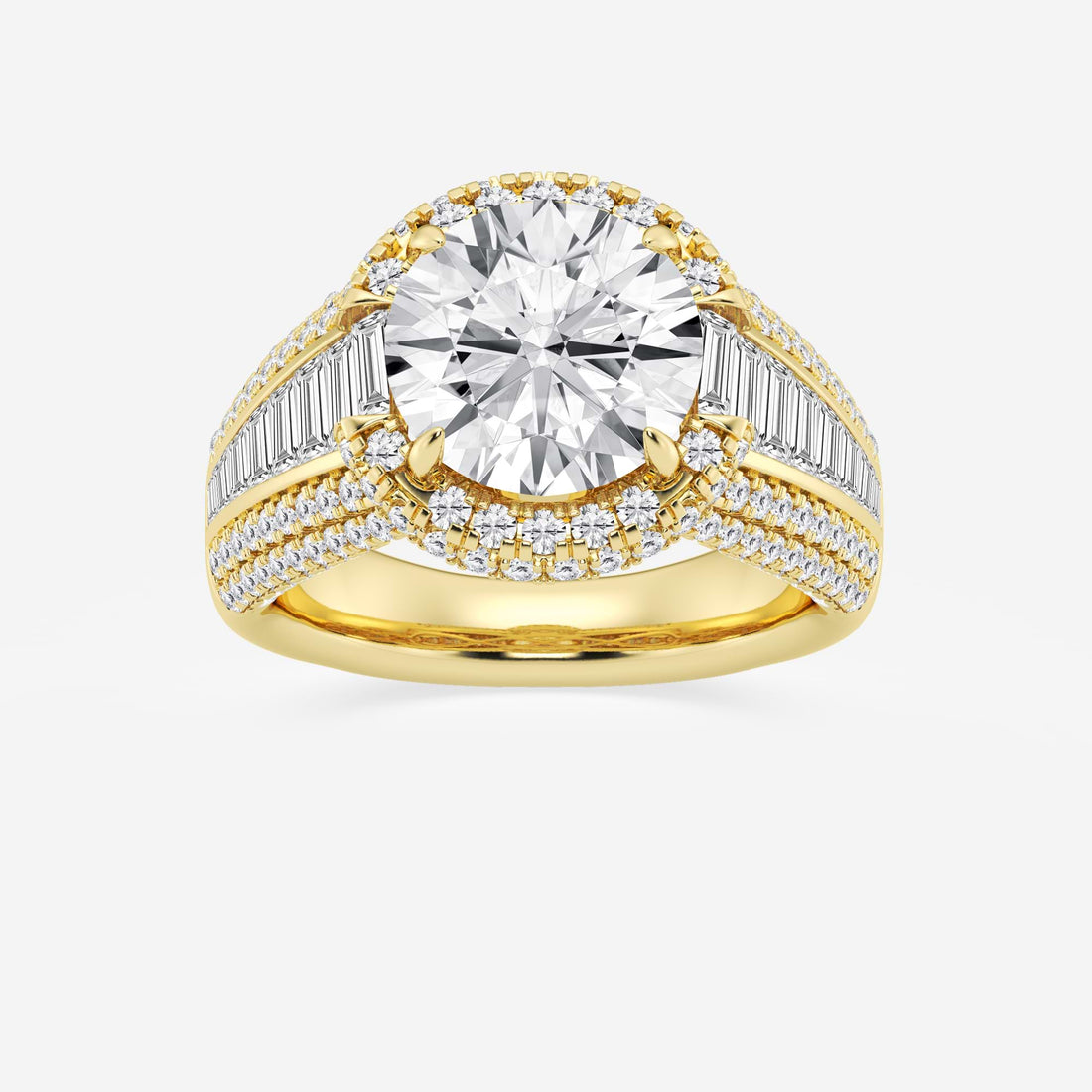 Round Cut Lab Grown Diamond Engagement Ring, Milgrain Halo Round Brilliant Diamond Ring