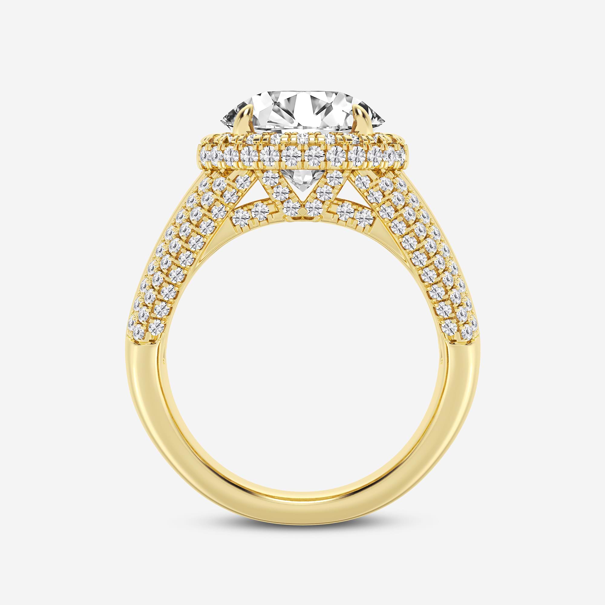 Round Cut Lab Grown Diamond Engagement Ring, Milgrain Halo Round Brilliant Diamond Ring