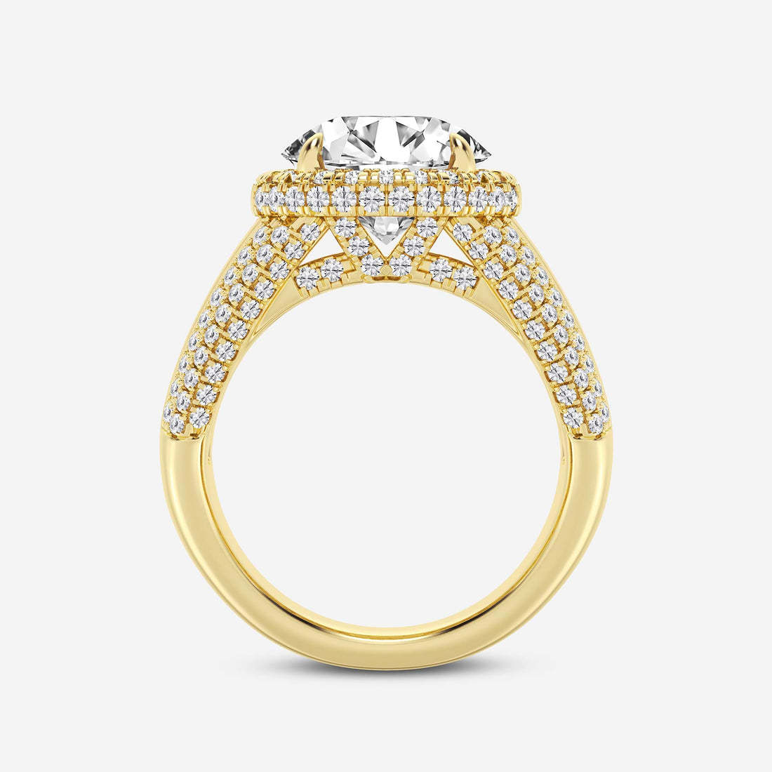 Round Cut Lab Grown Diamond Engagement Ring, Milgrain Halo Round Brilliant Diamond Ring