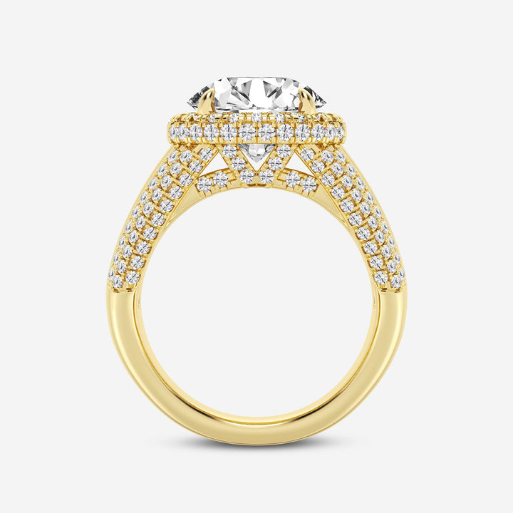 Round Cut Lab Grown Diamond Engagement Ring, Milgrain Halo Round Brilliant Diamond Ring