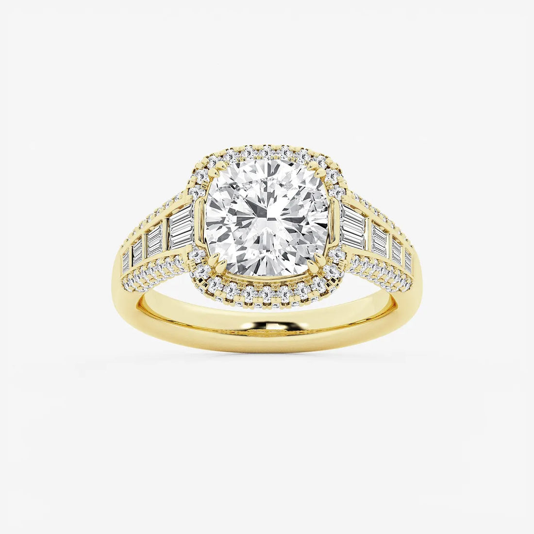 Round Cut Lab Grown Diamond Engagement Ring, Milgrain Halo Round Brilliant Diamond Ring