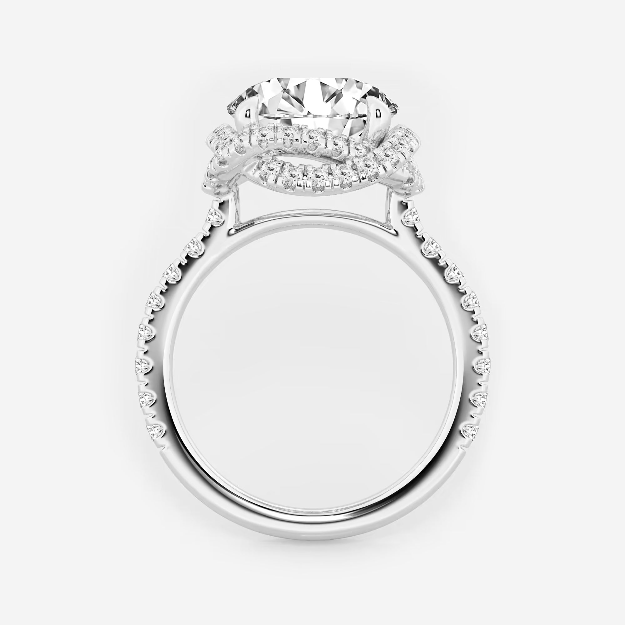 Round Cut Lab Grown Diamond Engagement Ring, Cushion Halo Round Brilliant Diamond Ring