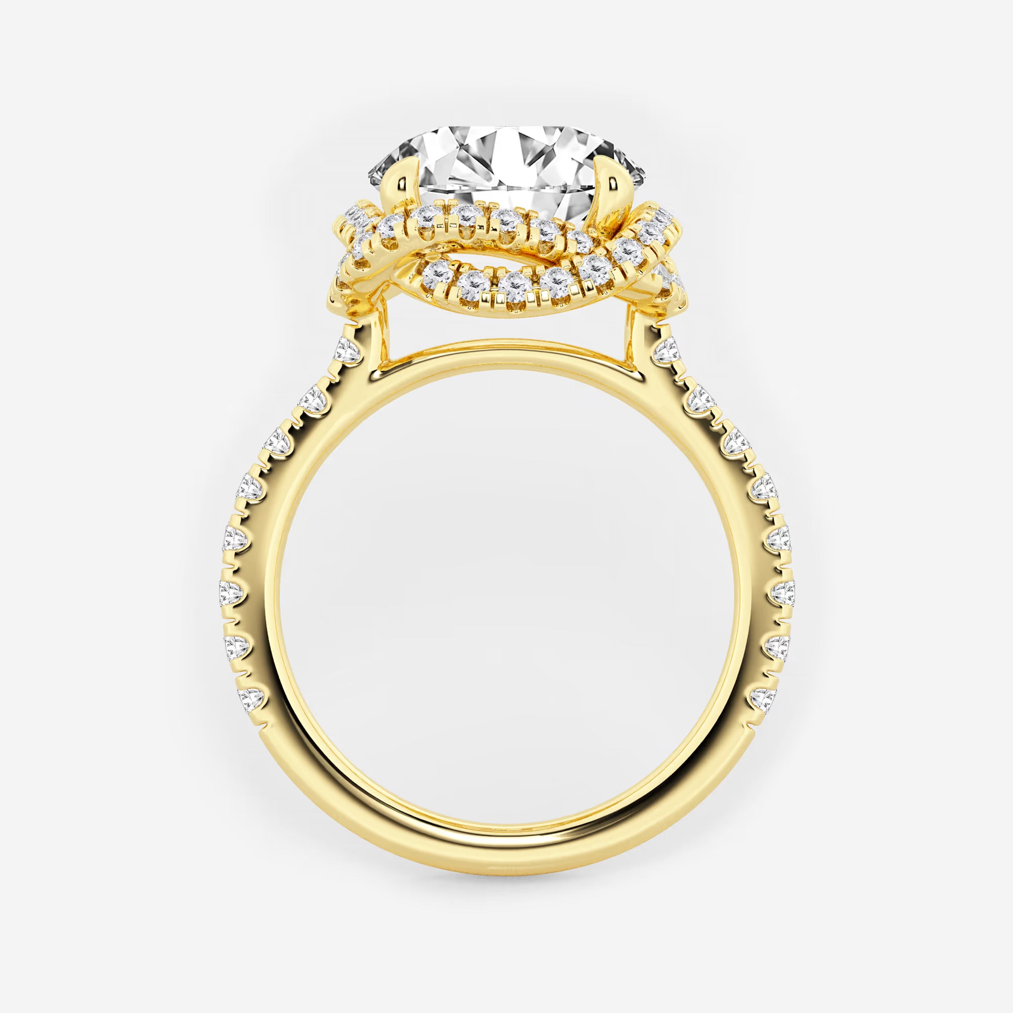 Round Cut Lab Grown Diamond Engagement Ring, Cushion Halo Round Brilliant Diamond Ring