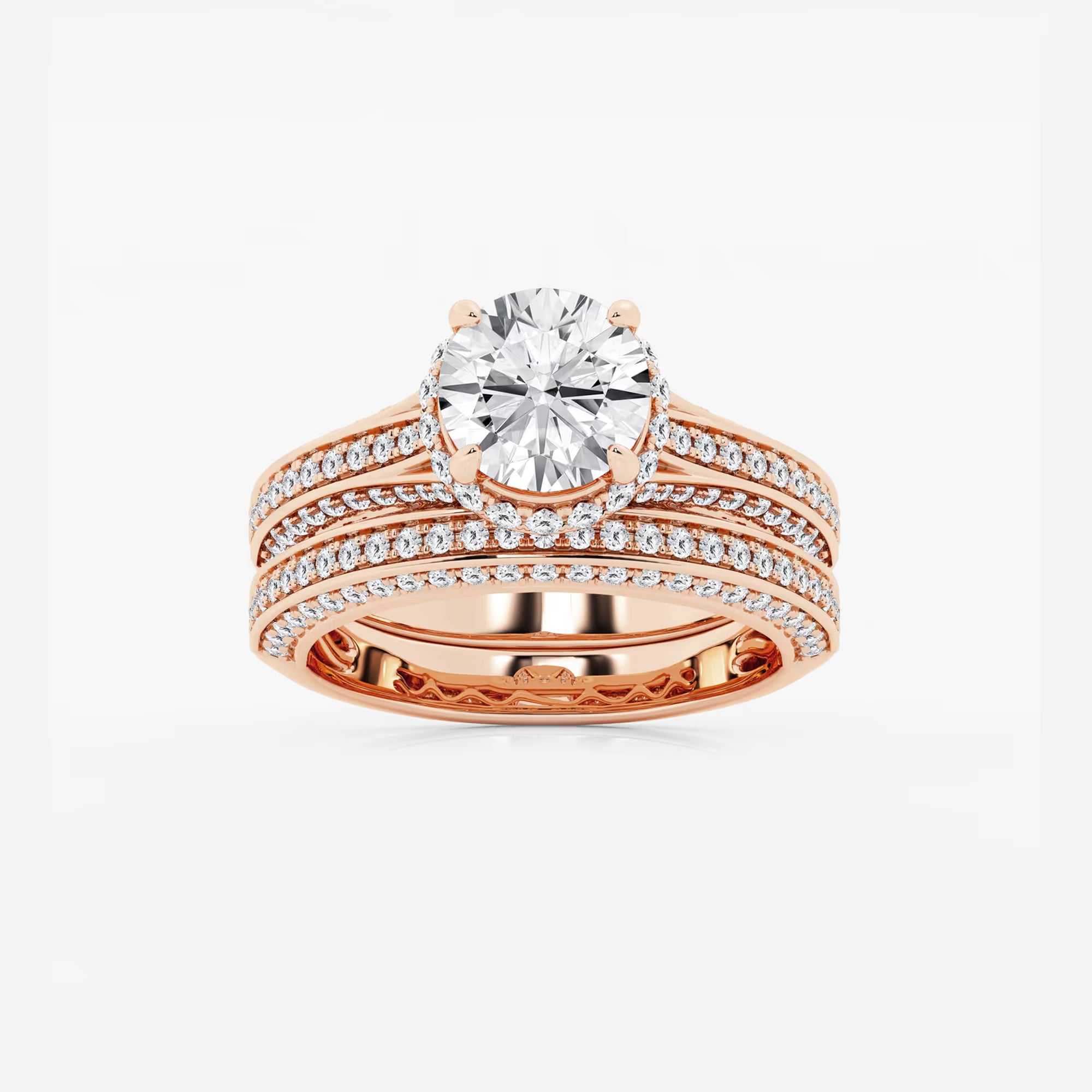 Round Cut Lab Grown Diamond Bridal Set