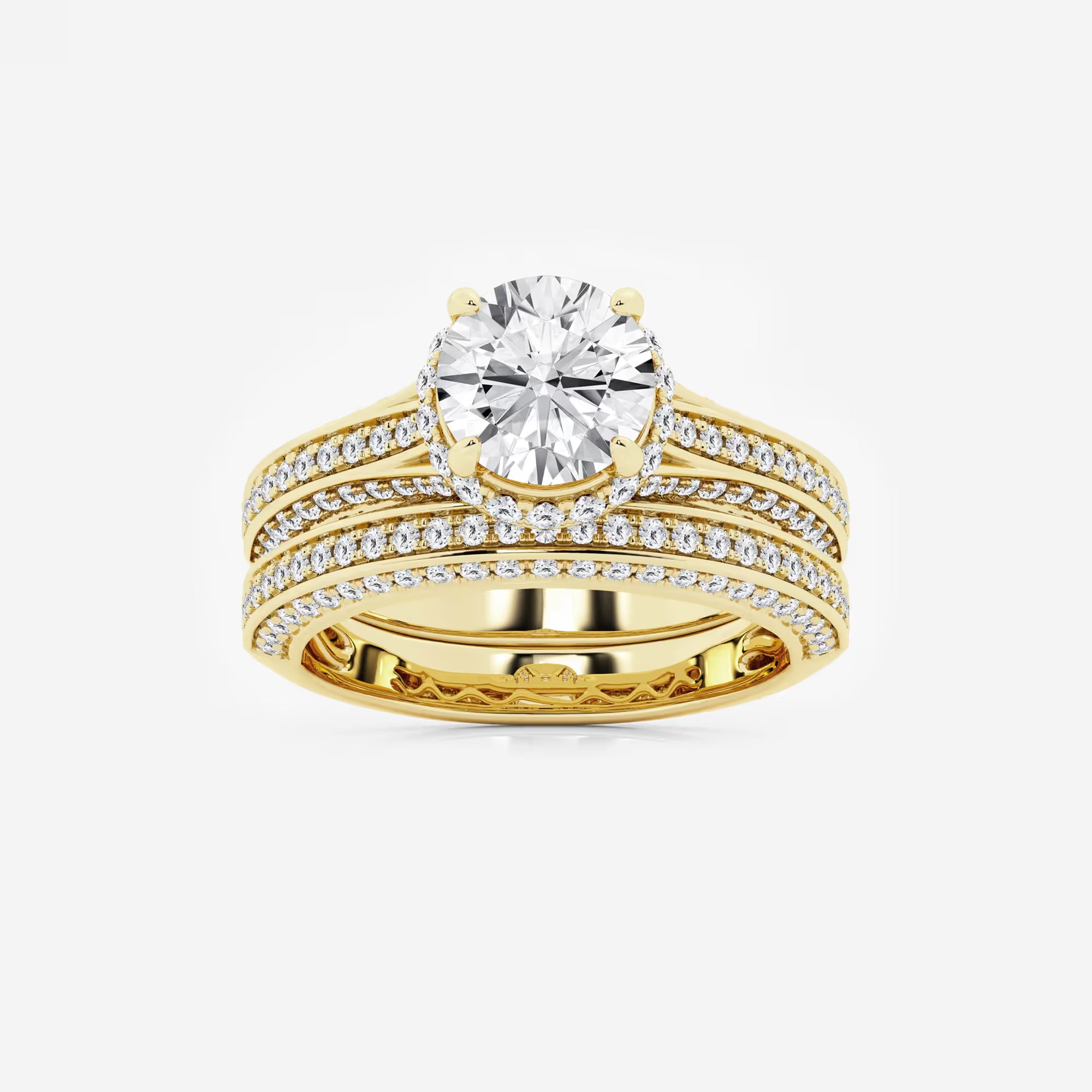 Round Cut Lab Grown Diamond Bridal Set