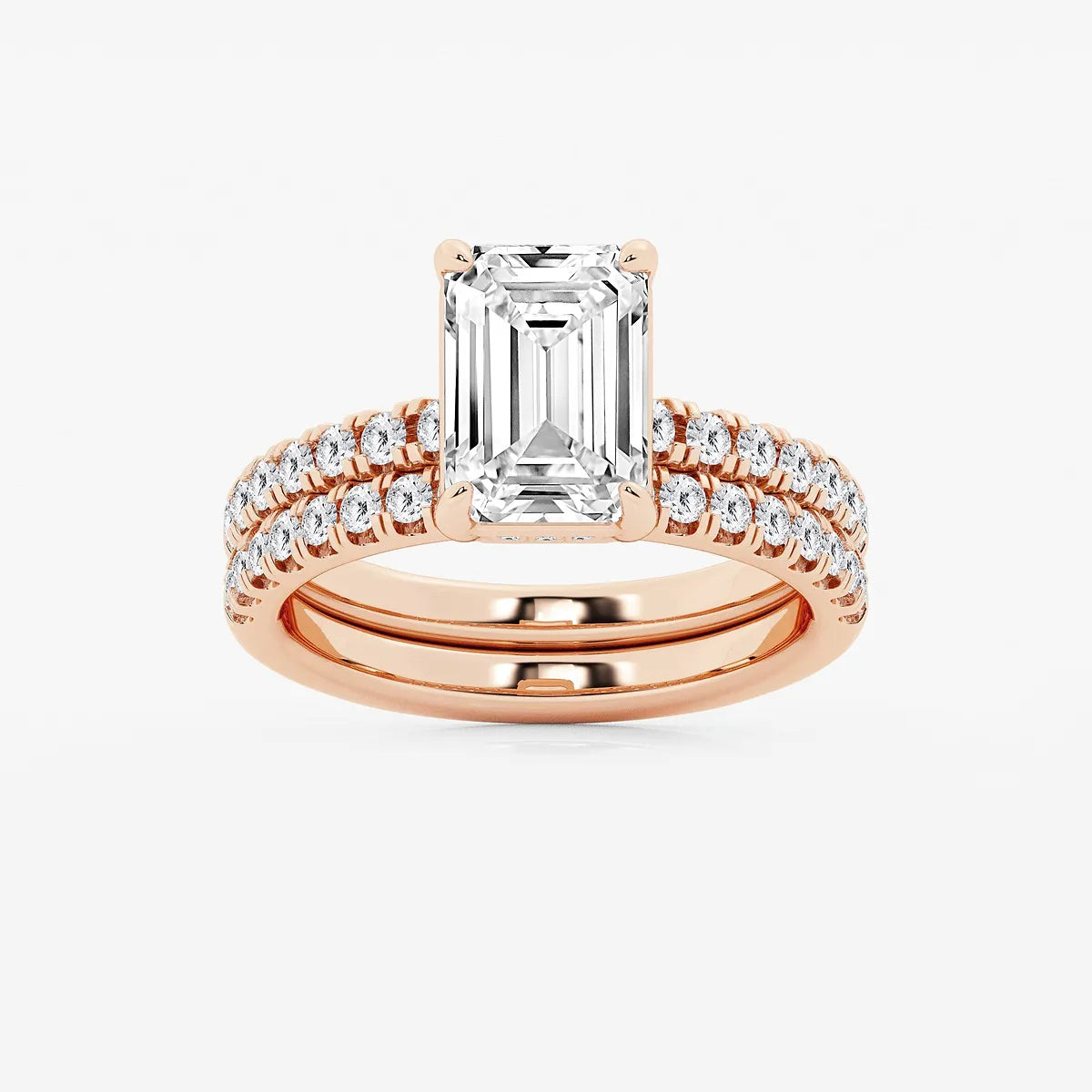 Emerald Cut Lab Diamond Bridal Set