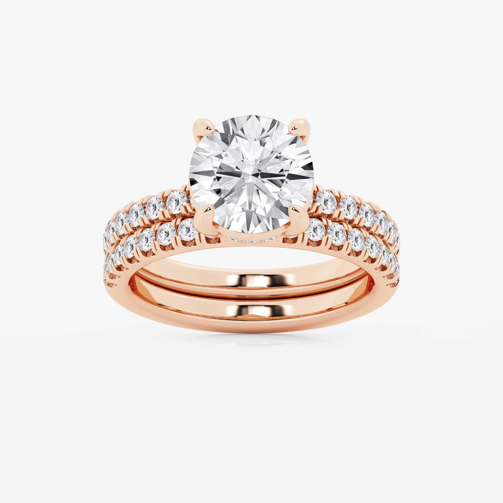 Matching 3.75 Carat Lab Diamond Engagement Ring and Wedding Band Set with Secret Halo