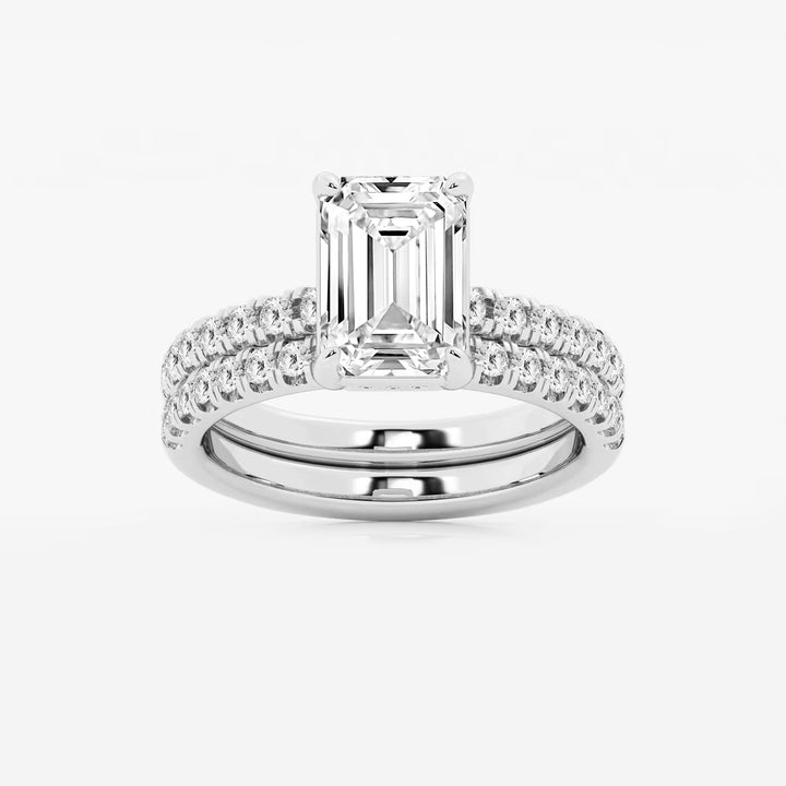 Emerald Cut Lab Diamond Bridal Set