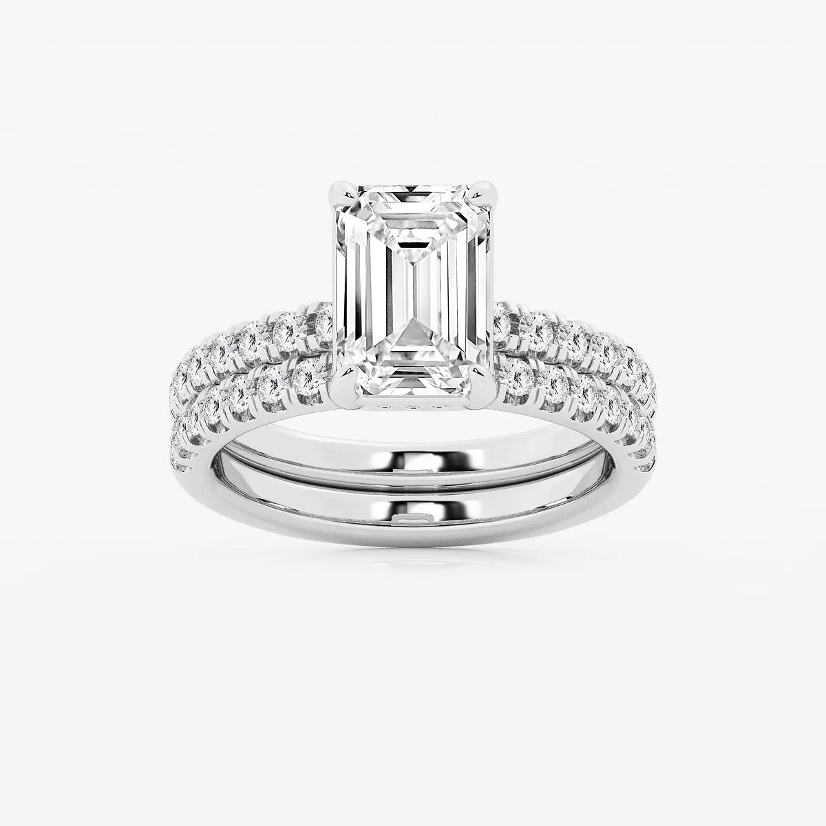 Emerald Cut Lab Diamond Bridal Set
