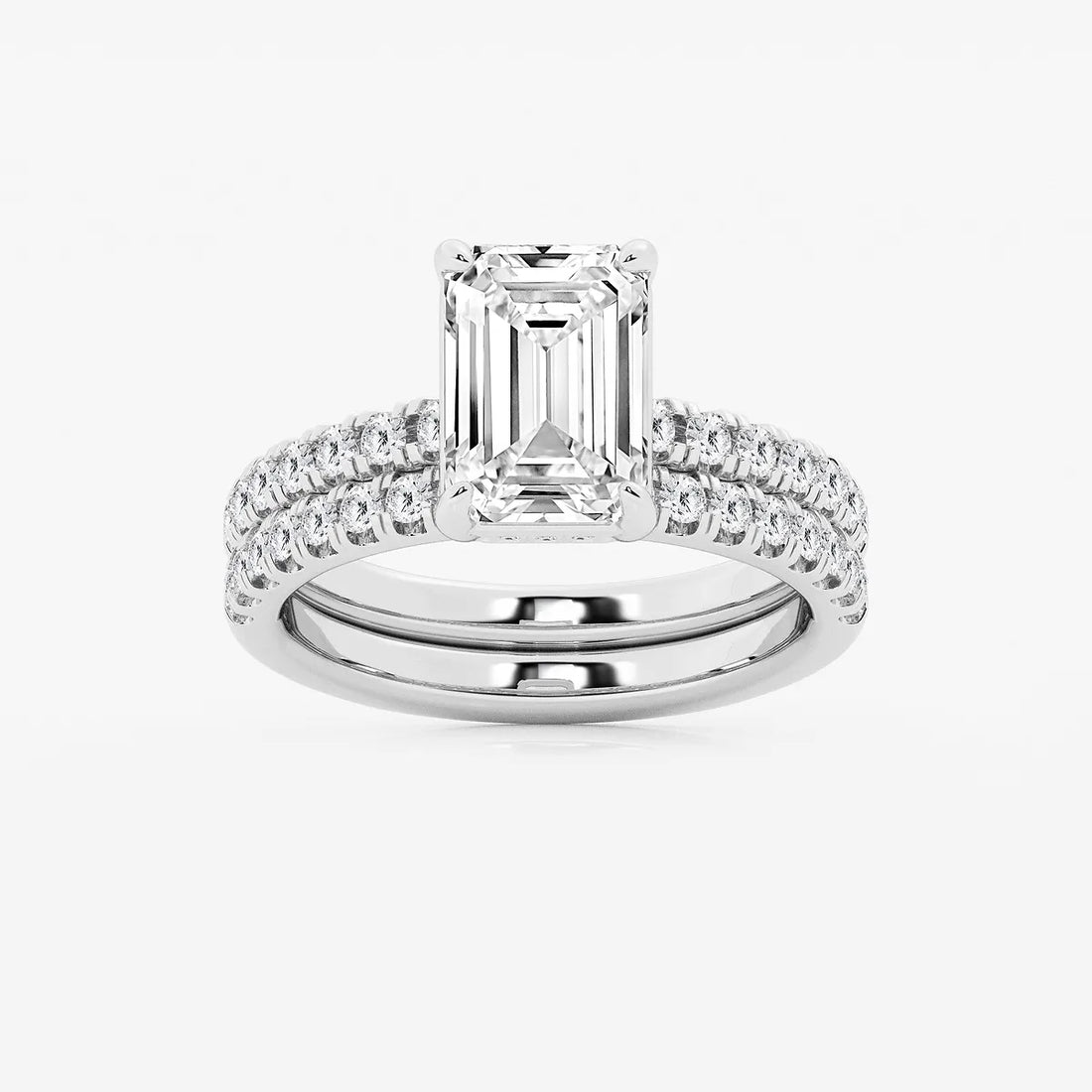 Emerald Cut Lab Diamond Bridal Set