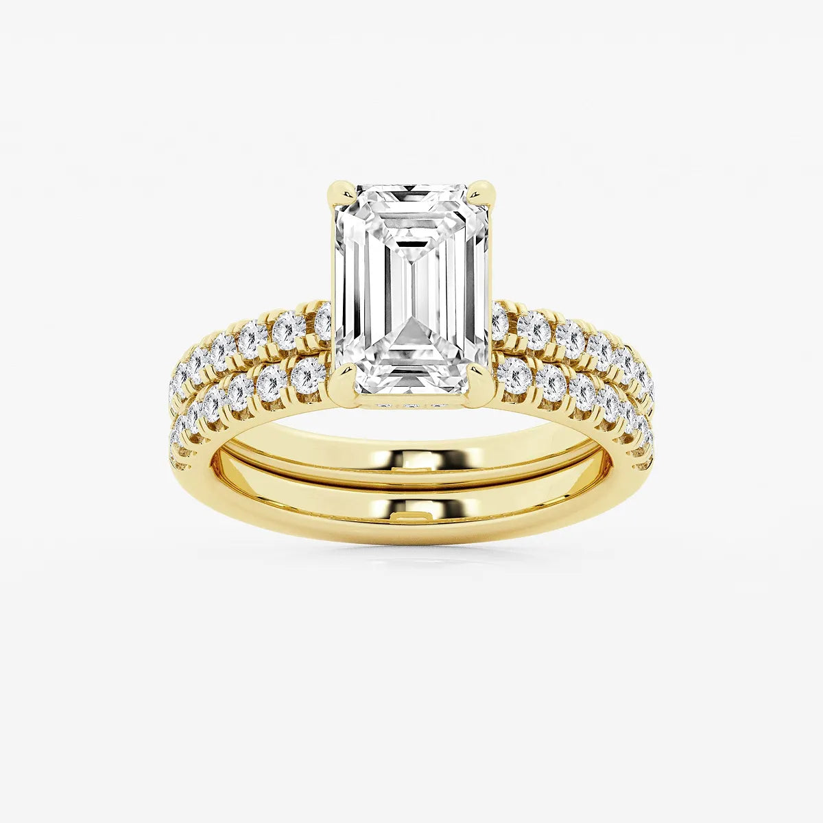 Emerald Cut Lab Diamond Bridal Set