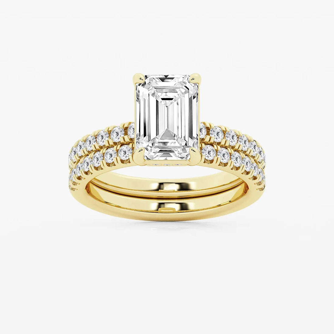 Emerald Cut Lab Diamond Bridal Set