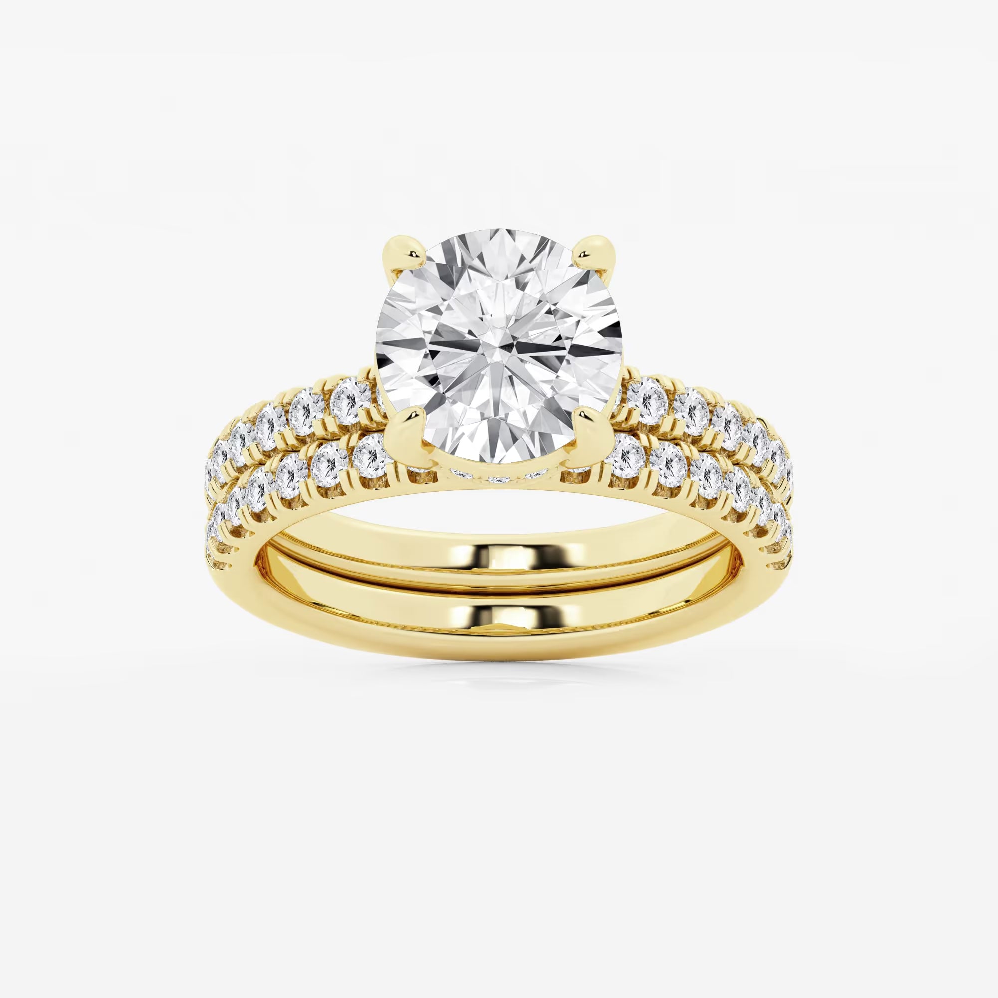 Matching 3.75 Carat Lab Diamond Engagement Ring and Wedding Band Set with Secret Halo
