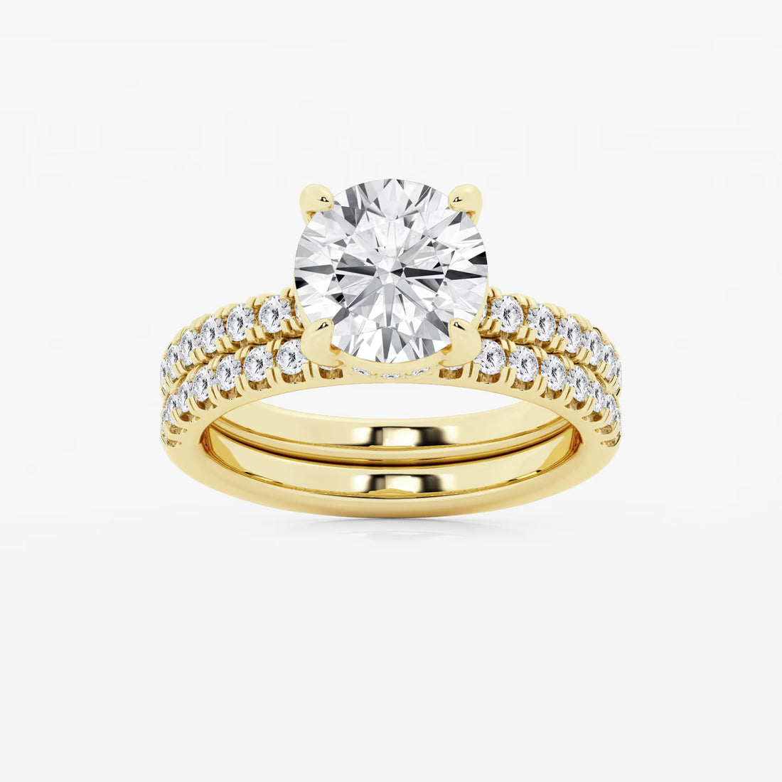 Matching 3.75 Carat Lab Diamond Engagement Ring and Wedding Band Set with Secret Halo