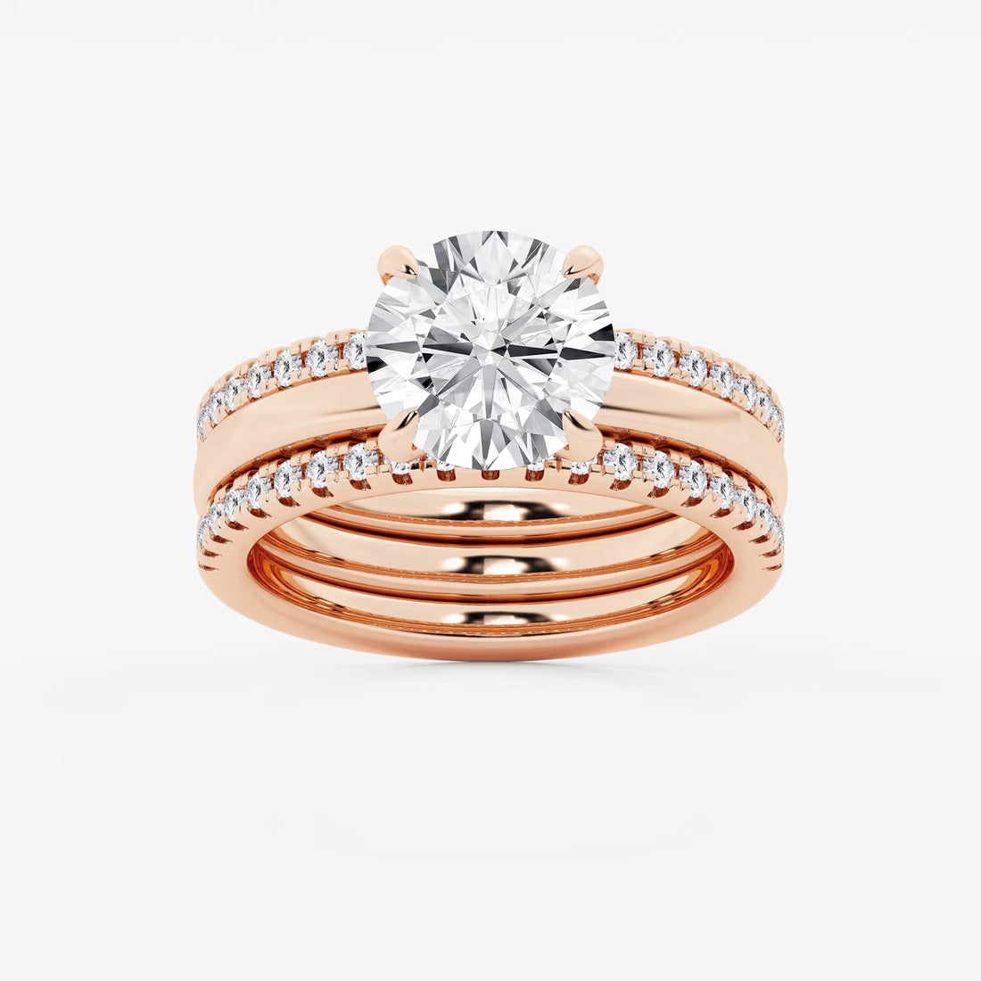 Round Cut Lab Grown Diamond Bridal Set