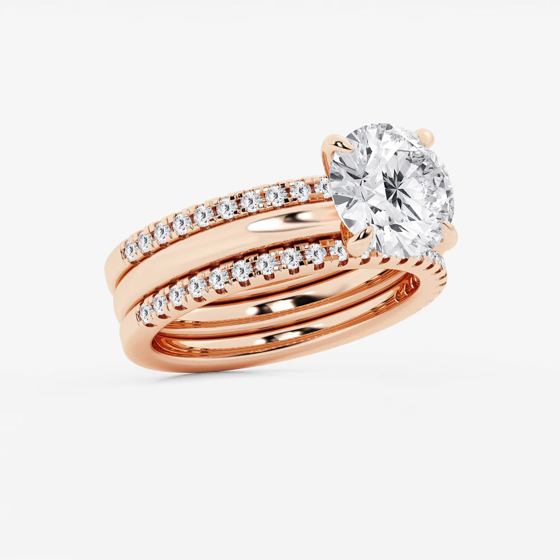 Round Cut Lab Grown Diamond Bridal Set