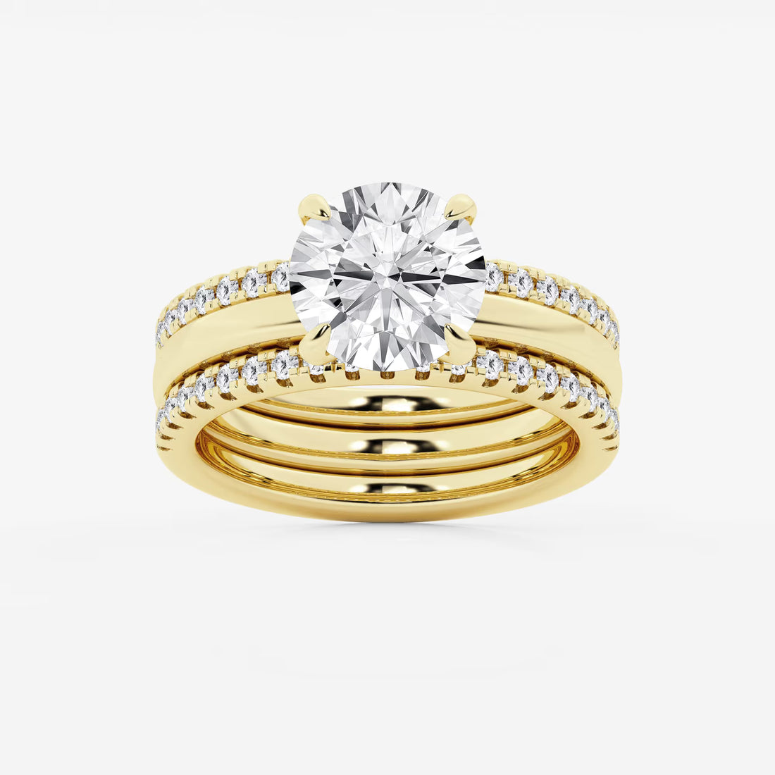 Round Cut Lab Grown Diamond Bridal Set