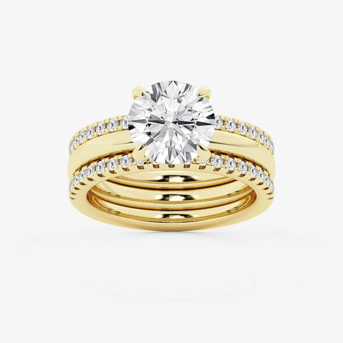 Round Cut Lab Grown Diamond Bridal Set