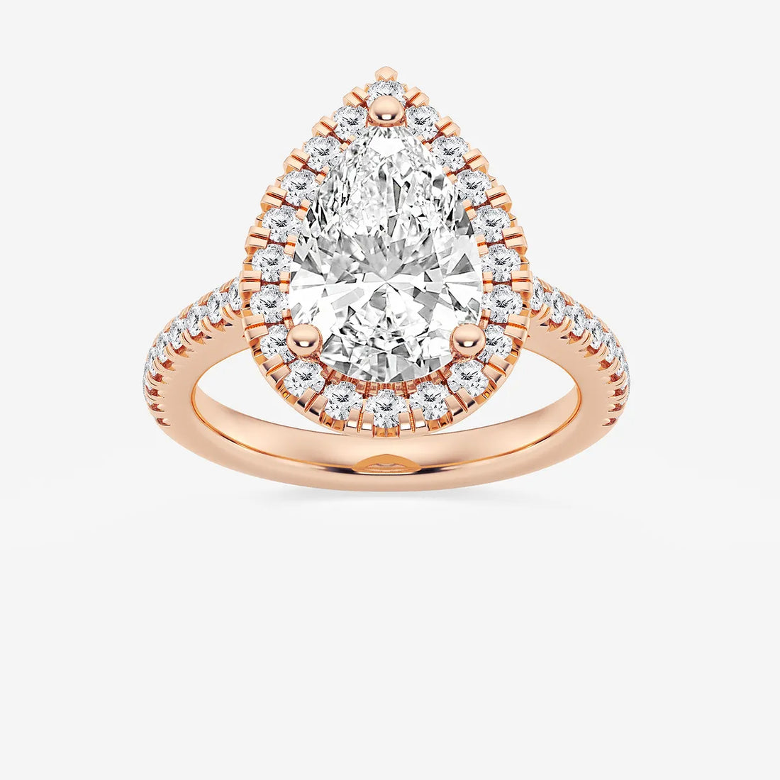 TITLE:  Pear Cut Lab Grown Diamond Engagement Ring, Large Halo Pear Shape Diamond Ring