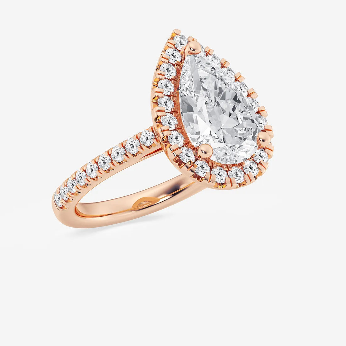 TITLE:  Pear Cut Lab Grown Diamond Engagement Ring, Large Halo Pear Shape Diamond Ring
