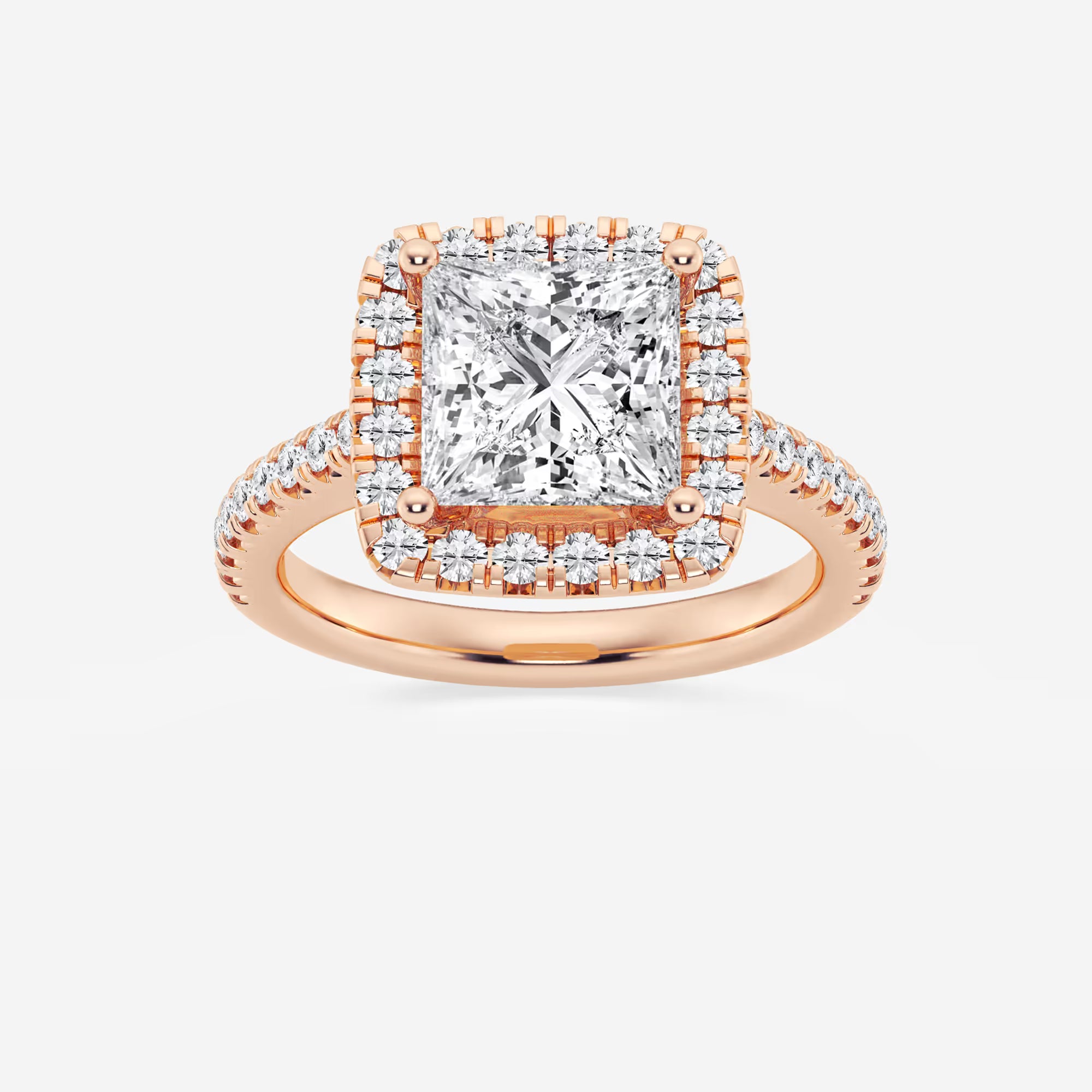 Princess Cut Lab Diamond Halo Engagement Ring