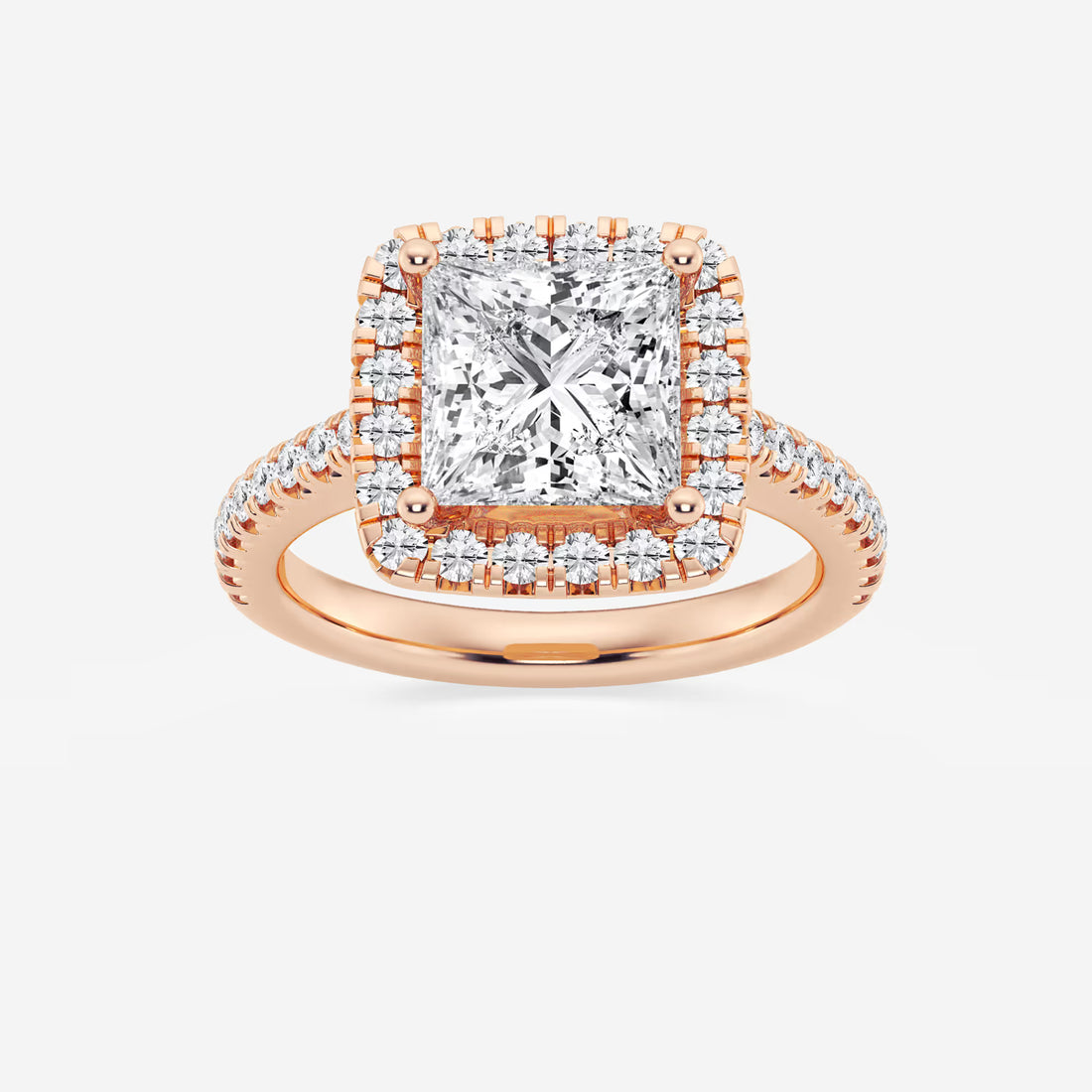 Princess Cut Lab Diamond Halo Engagement Ring