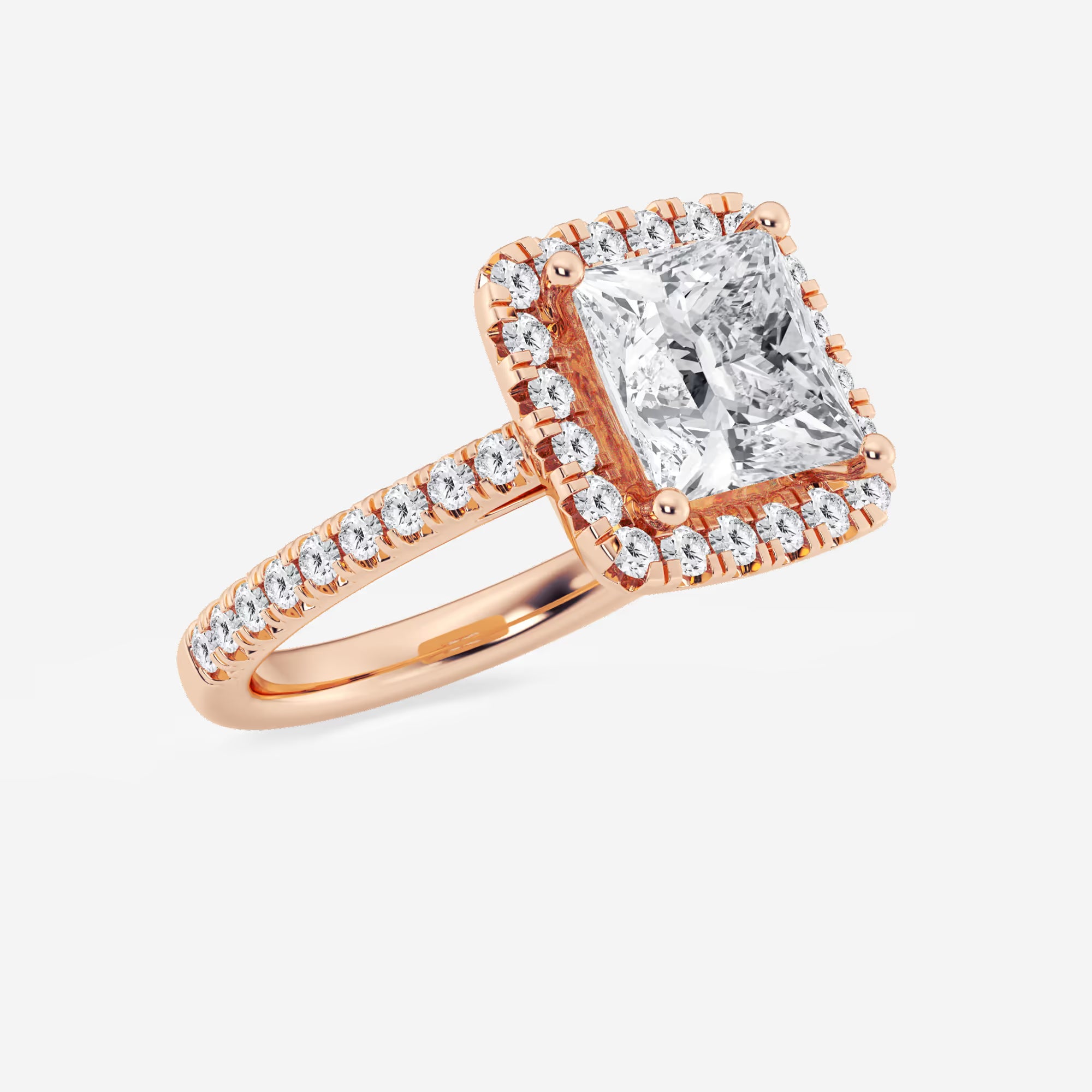 Princess Cut Lab Diamond Halo Engagement Ring