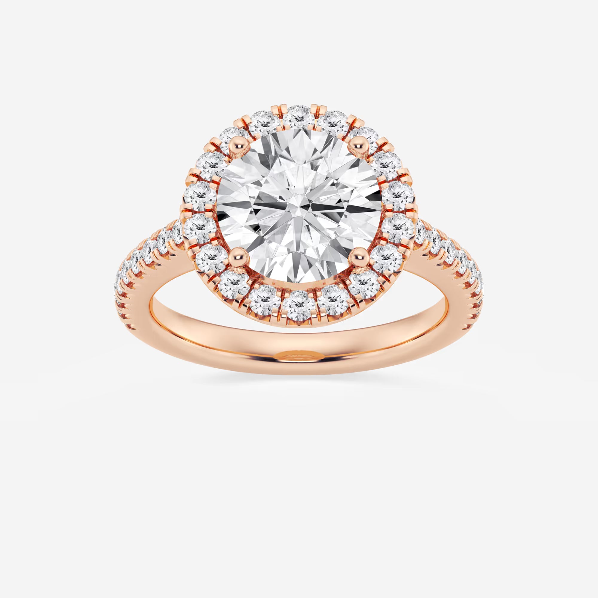 Round Brilliant Lab Diamond Ring with Micro-French Pave Halo