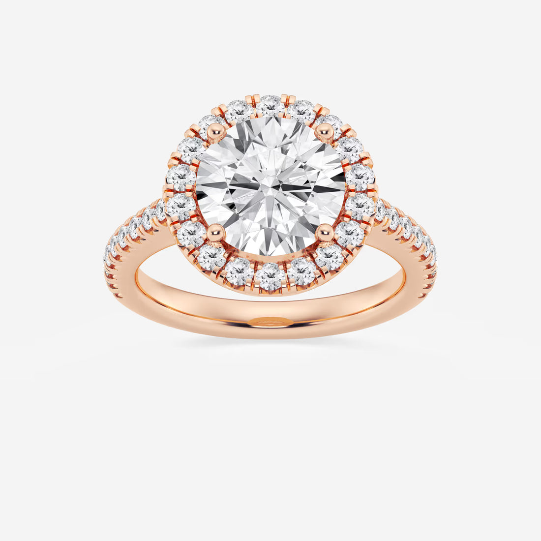 Round Brilliant Lab Diamond Ring with Micro-French Pave Halo