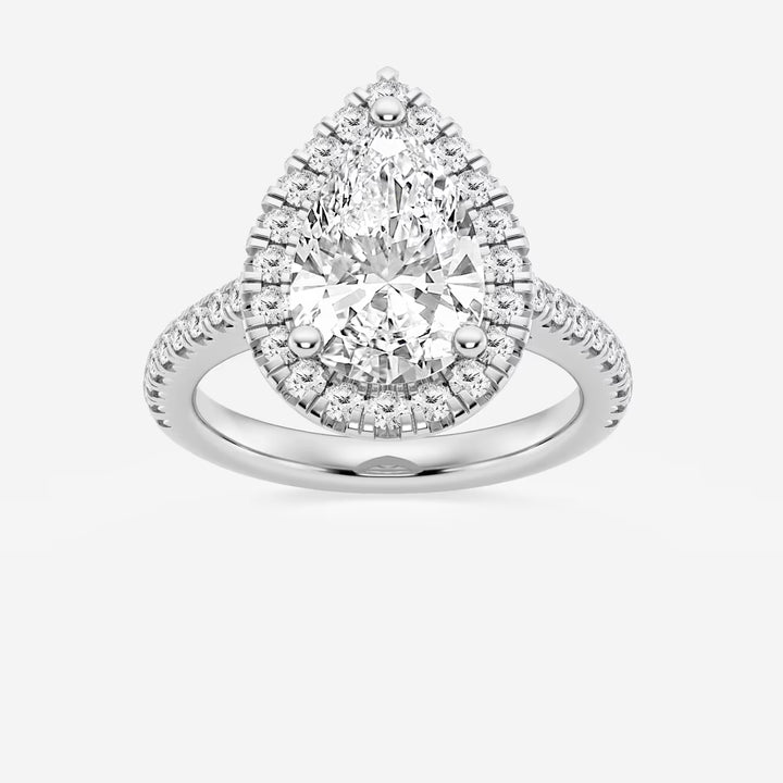 TITLE:  Pear Cut Lab Grown Diamond Engagement Ring, Large Halo Pear Shape Diamond Ring