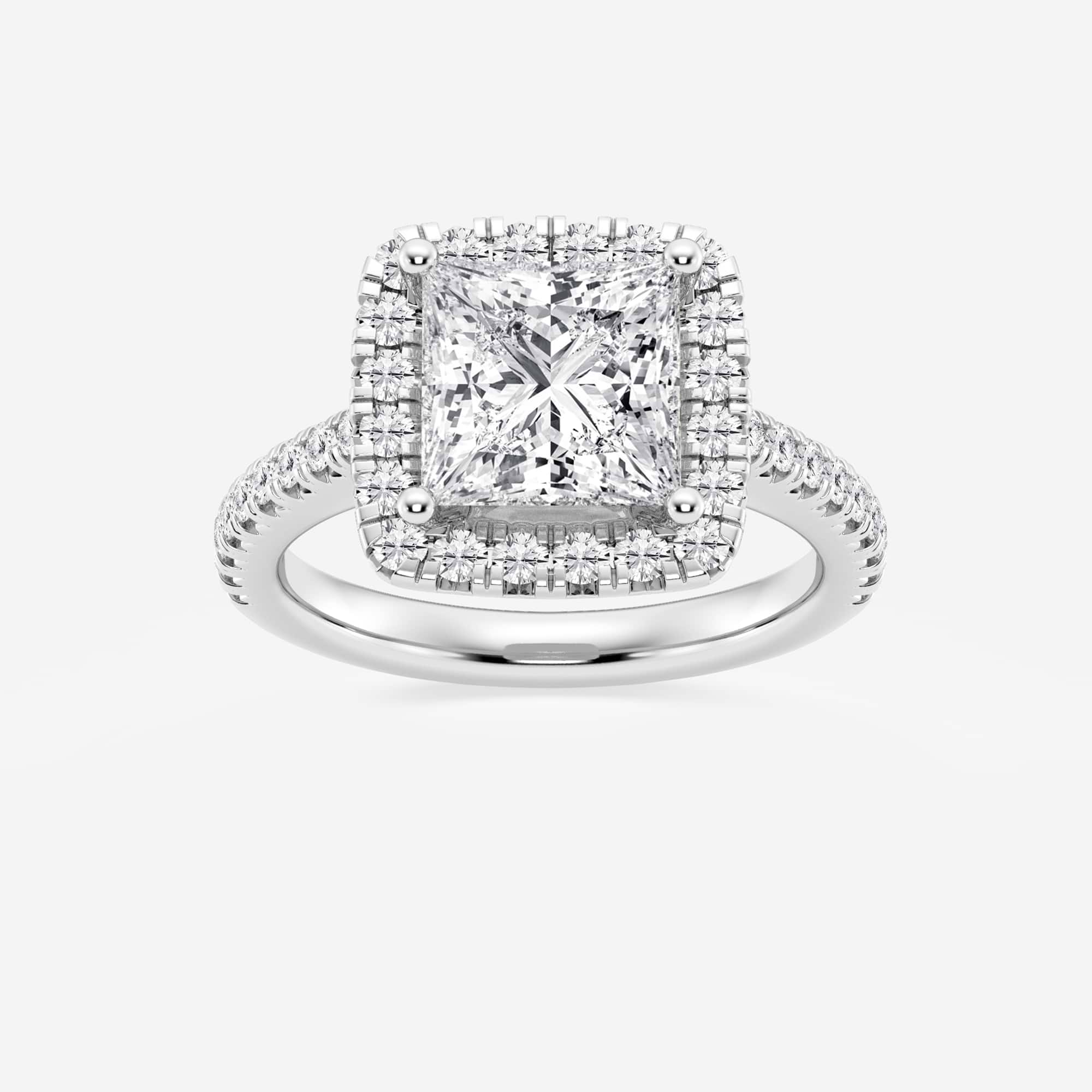 Princess Cut Lab Diamond Halo Engagement Ring